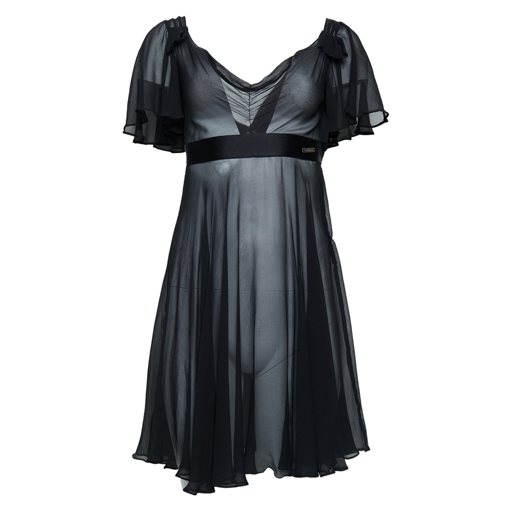 2000S BLACK SILK BABYDOLL DRESS