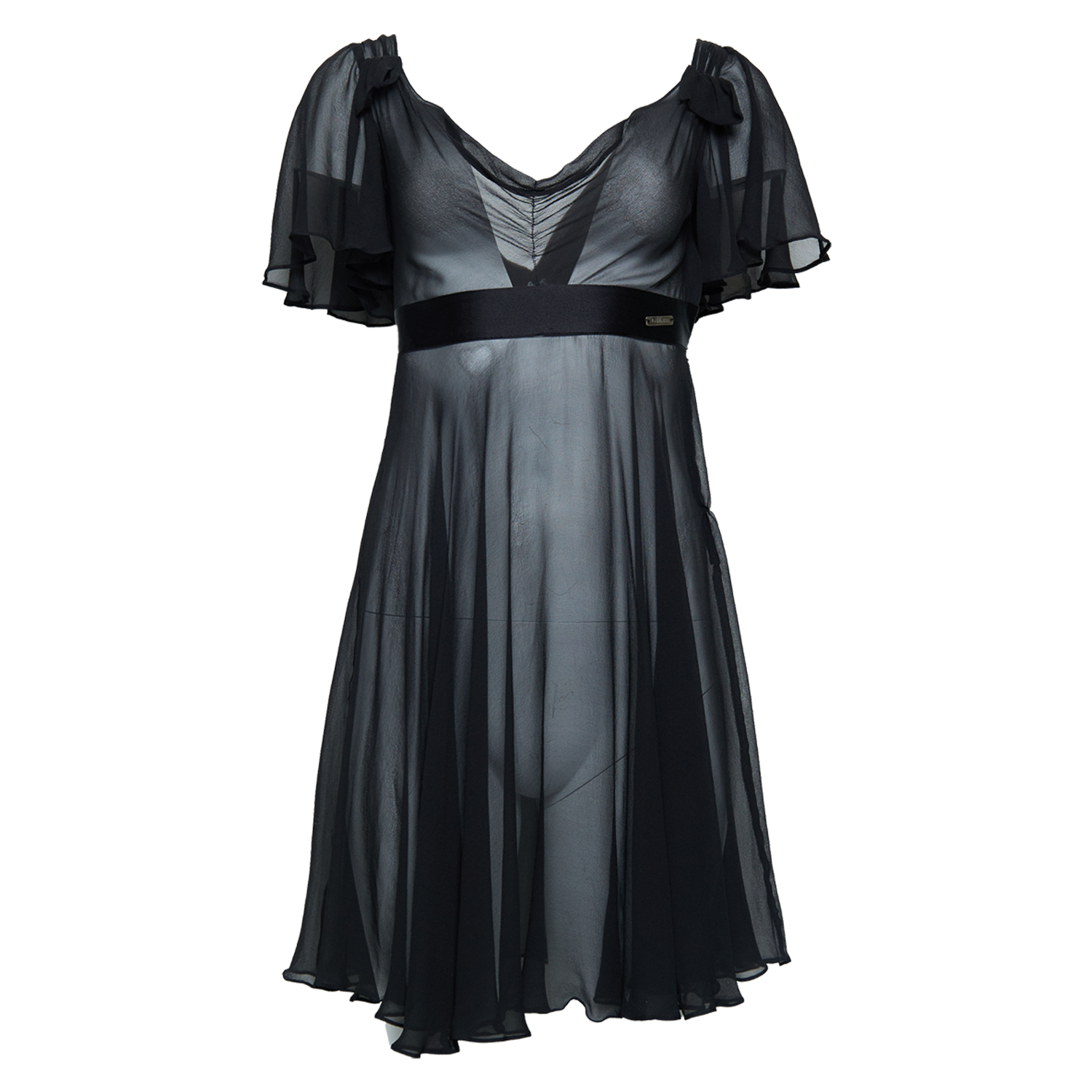 2000S BLACK SILK BABYDOLL DRESS