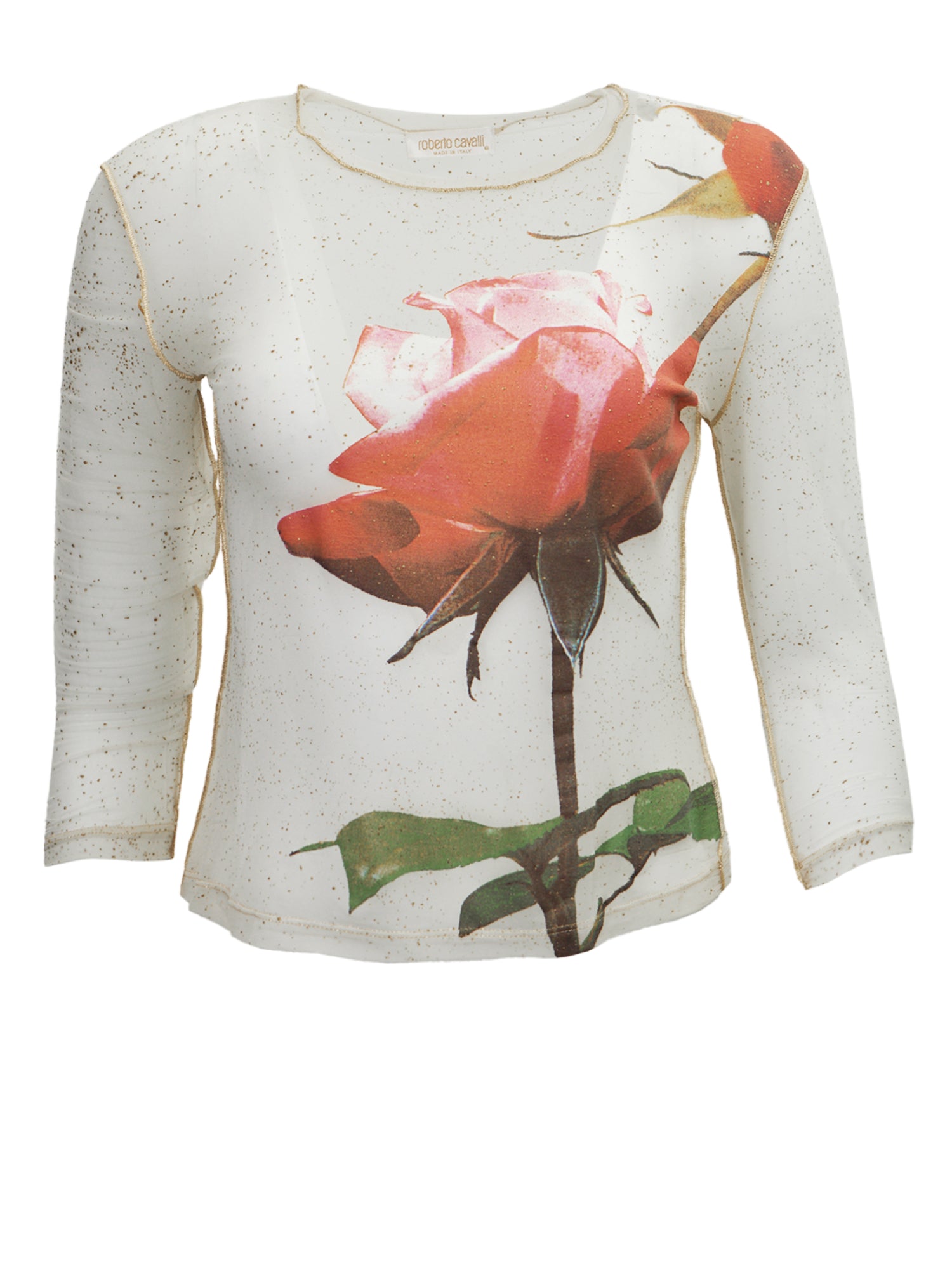 FW1999 ROSE PRINTED SPARKLE SHEER LONGSLEEVE (AS IS)