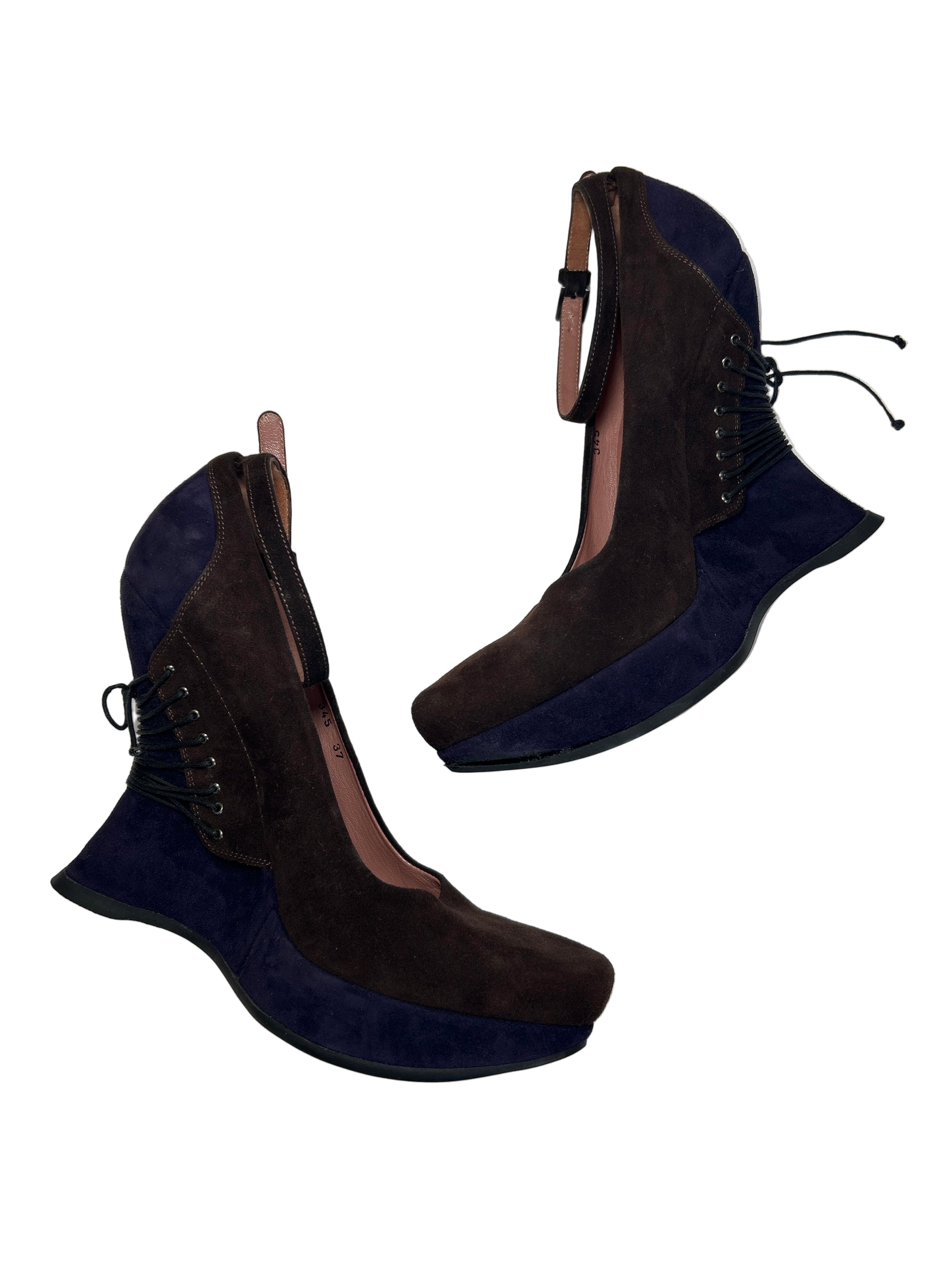 RARE SUEDE AND CORSET PLATFORM HEELS