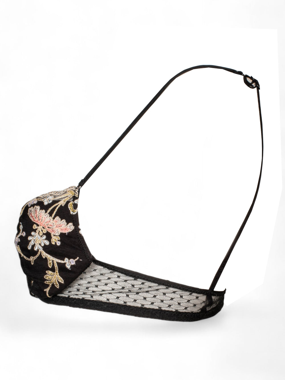 BLACK FLORAL EMBROIDERED BRA @MILI