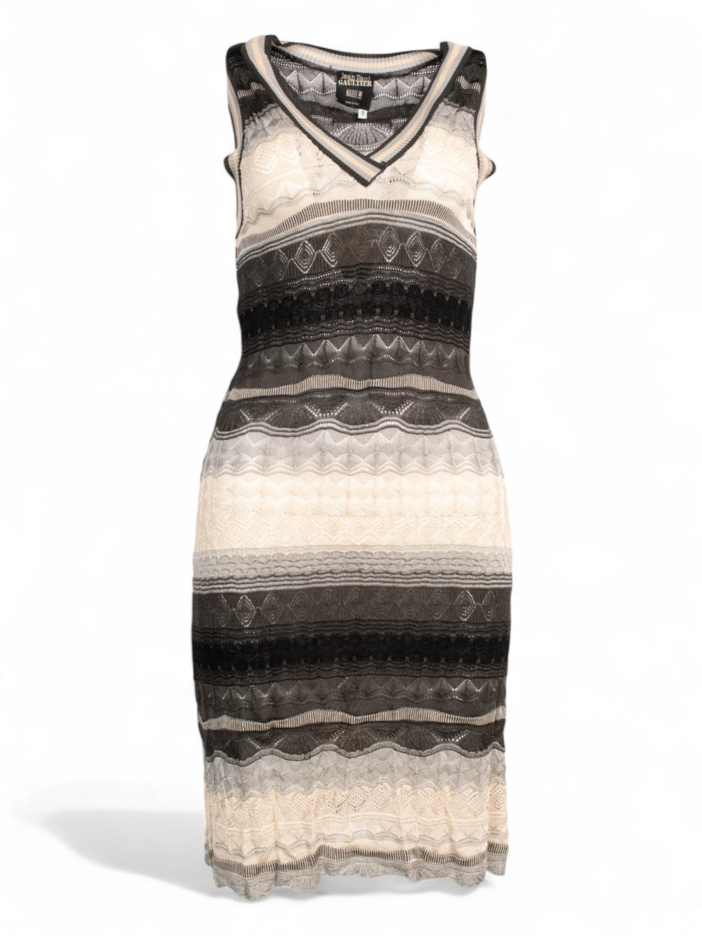 90S GREY KNIT CROCHET MIDI DRESS