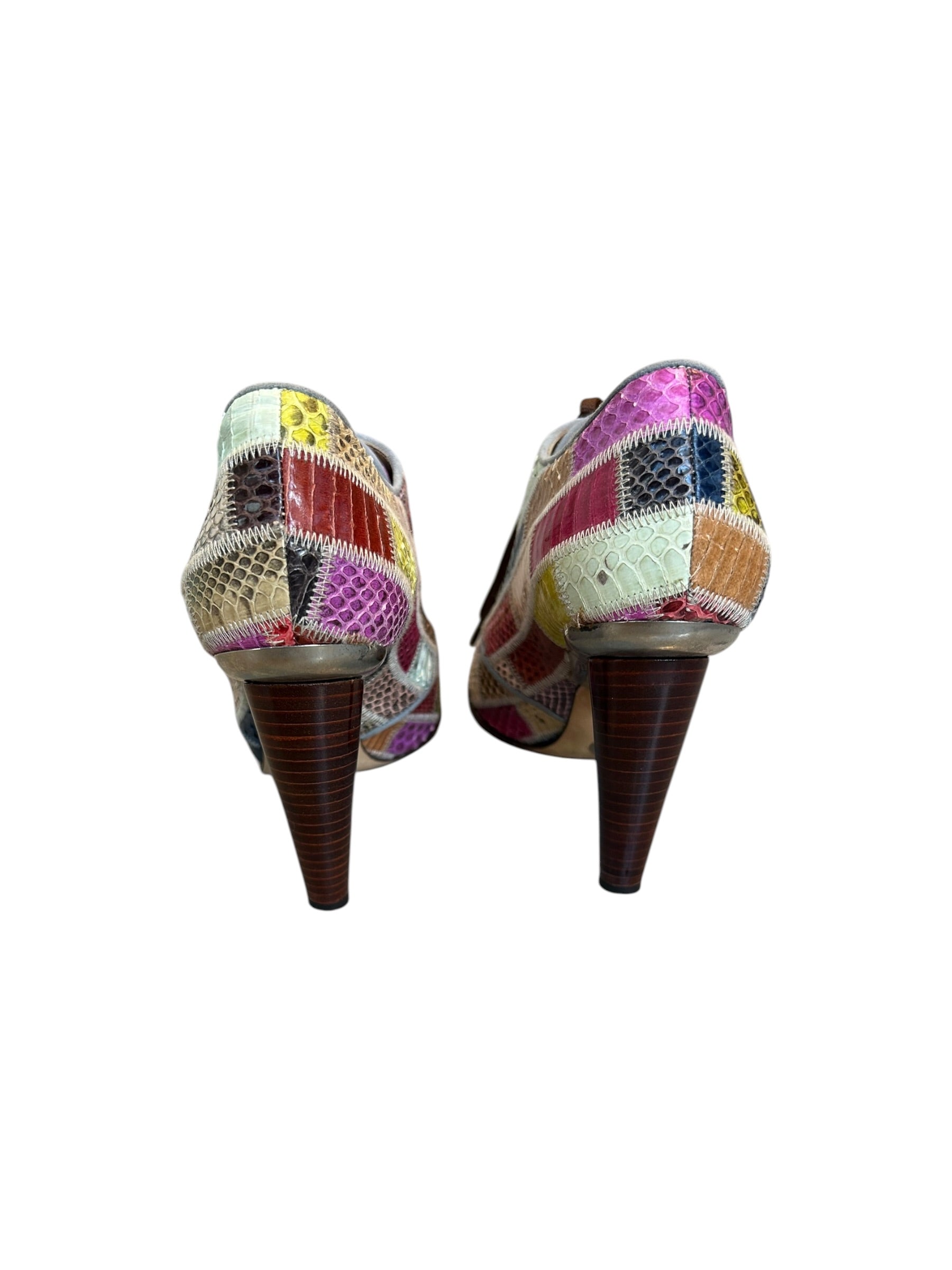 SNAKESKIN PATCHWORK SNEAKER BOOTIES