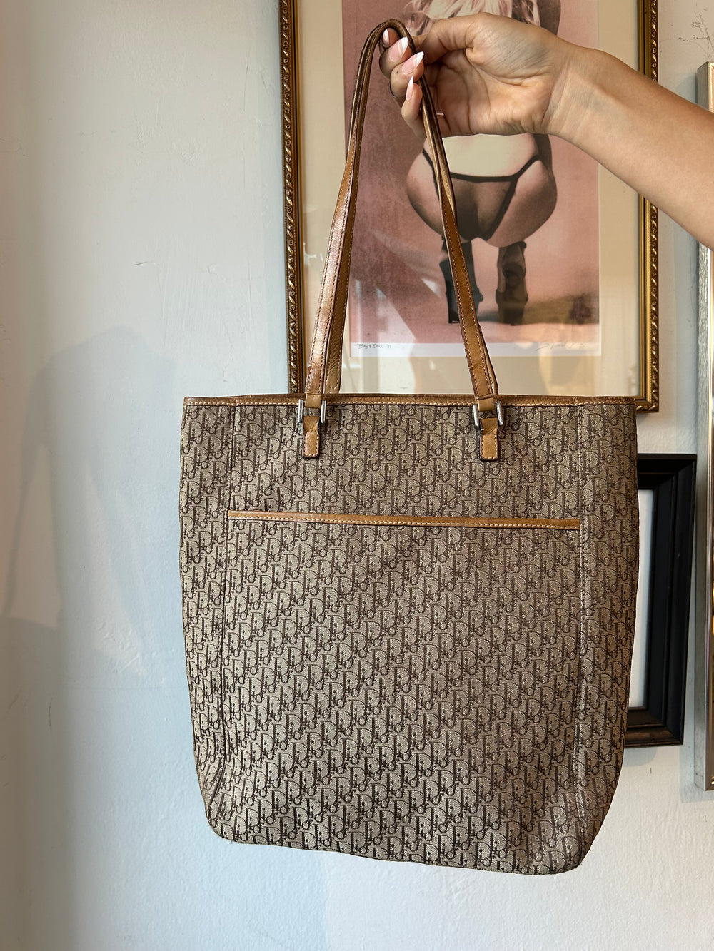 TAN MONOGRAM TOTE (AS IS - STRAP)
