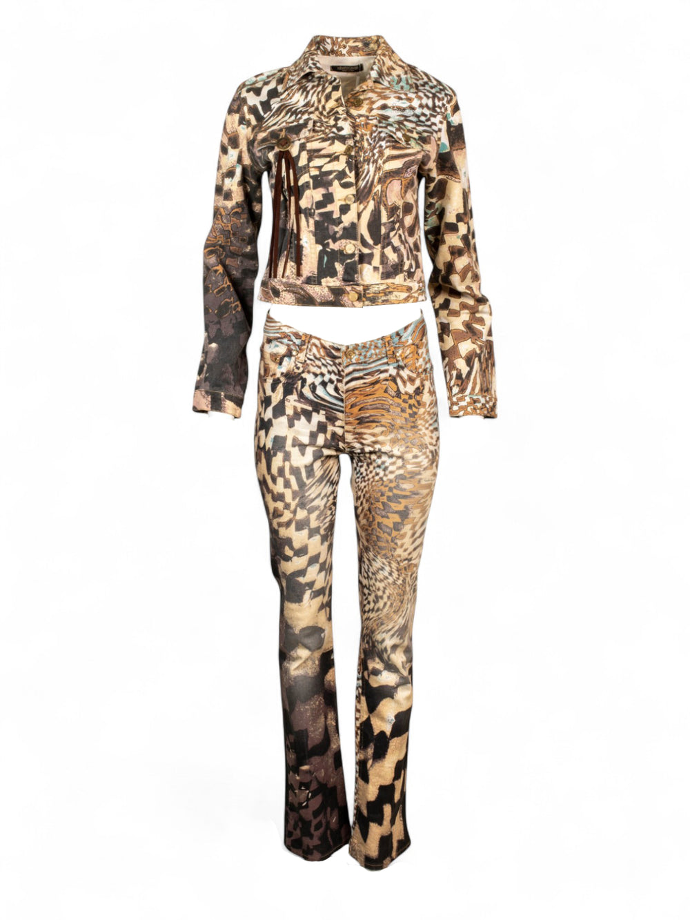 2003 PRINTED DENIM JACKET & JEANS SET @JMOORE