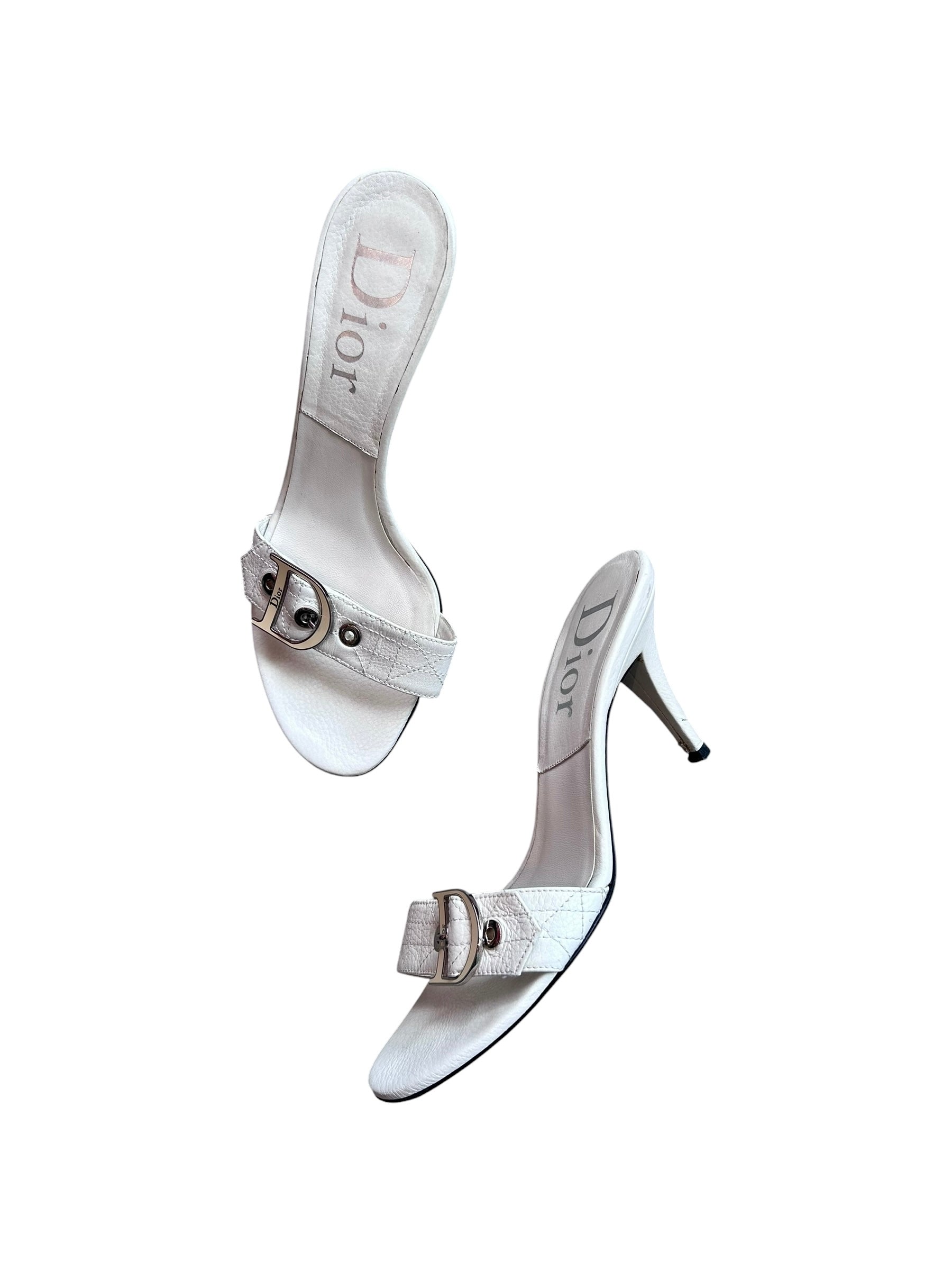WHITE LEATHER D'TRICK MULES