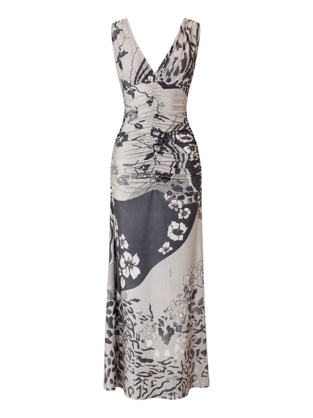 2010 GREY & WHITE CHEETAH & FLORAL MAXI DRESS @SM