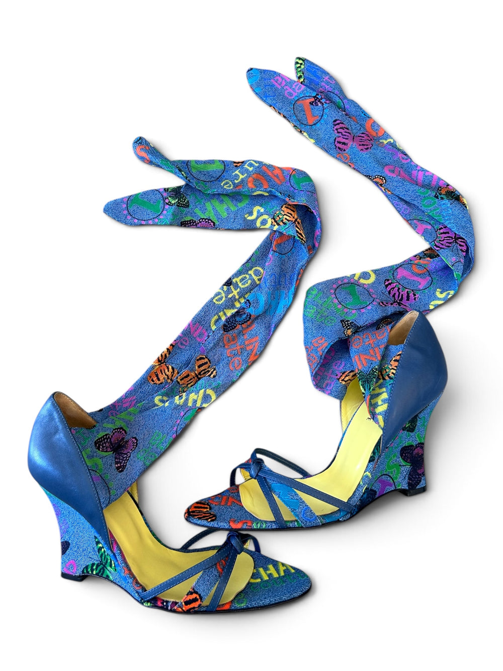 SS05 RARE CHAOS BLUE BUTTERFLY PRINT WRAP WEDGES
