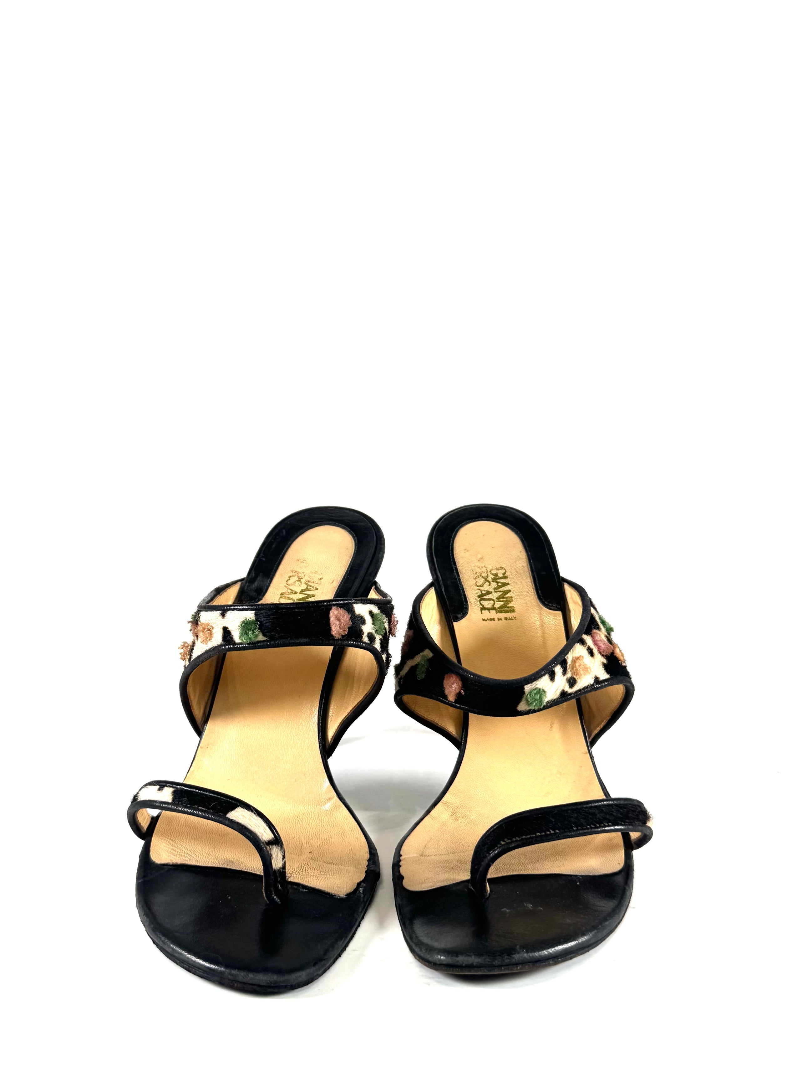90S CALFHAIR FLORAL MULES @CSTEEN