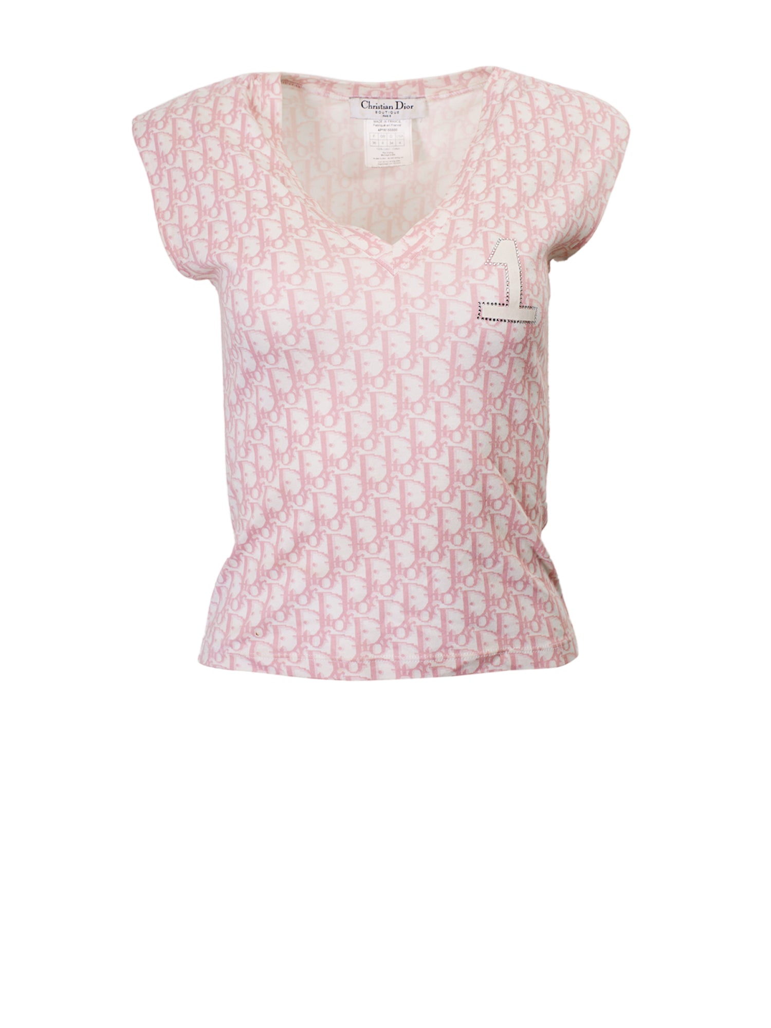 FW04 #1 PINK MONOGRAM VNECK TOP @SM