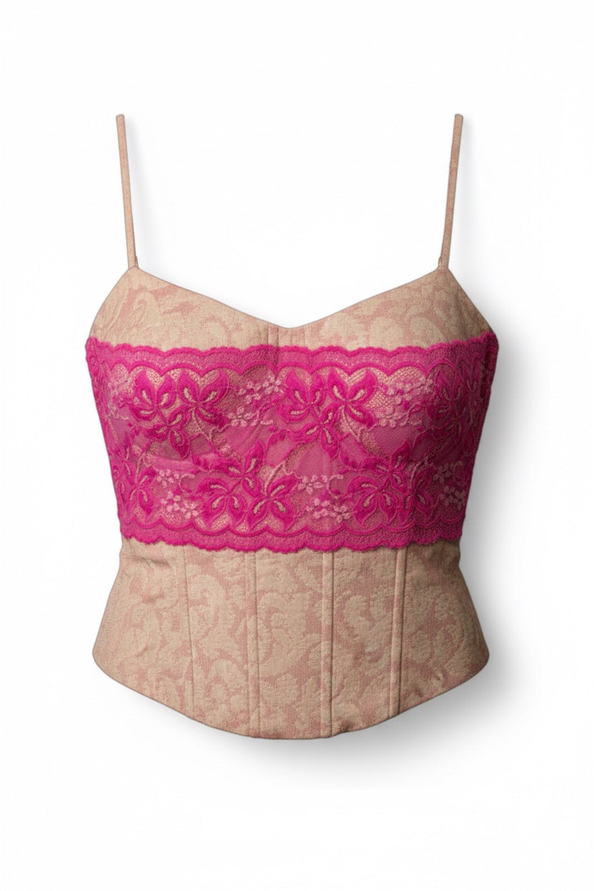 00'S PINK LACE BUSTIER