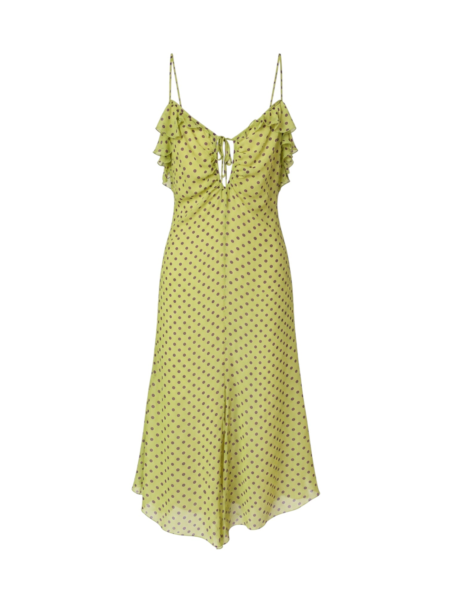 00S GREEN POLKA DOT SILK MIDI DRESS