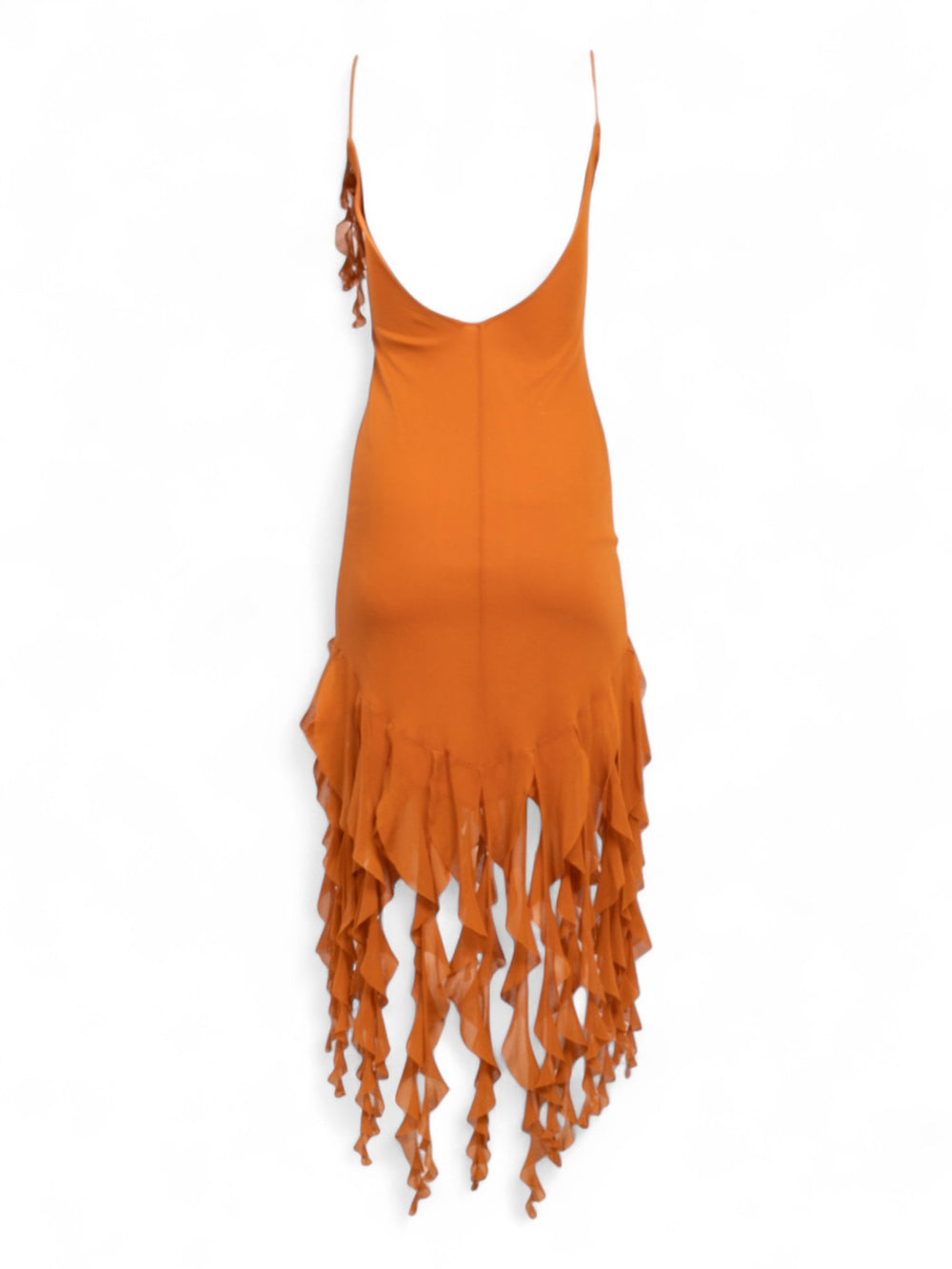 ORANGE RUFFLE MESH DRESS @ALISHAG