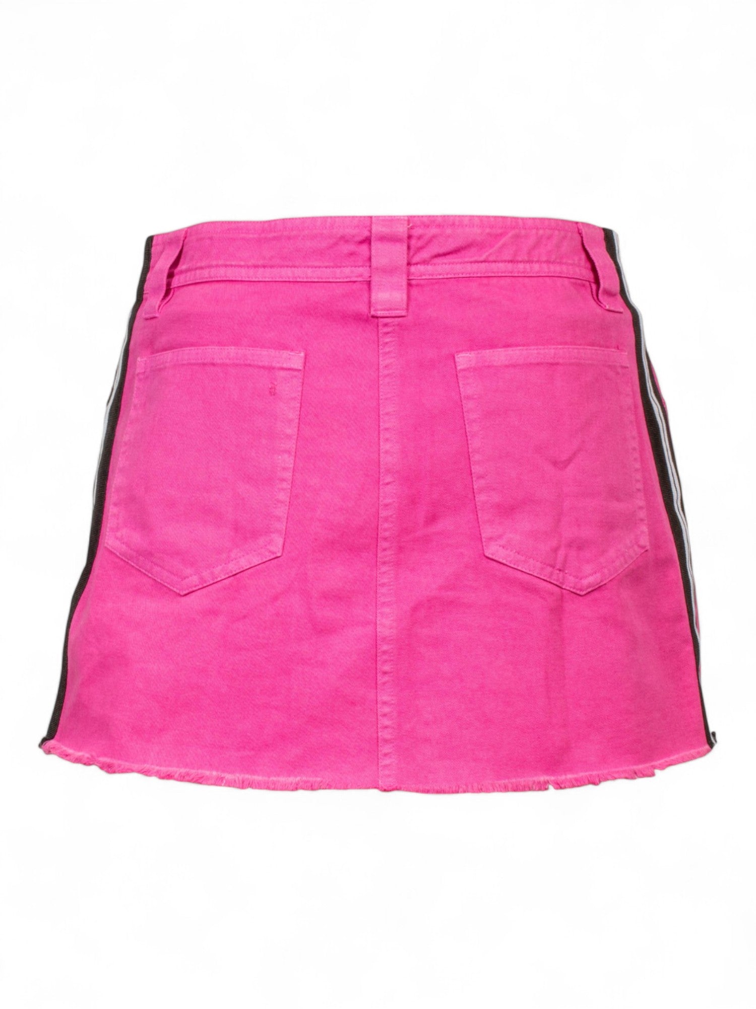 PINK DENIM MINI SKIRT WITH STRIPED PANELS