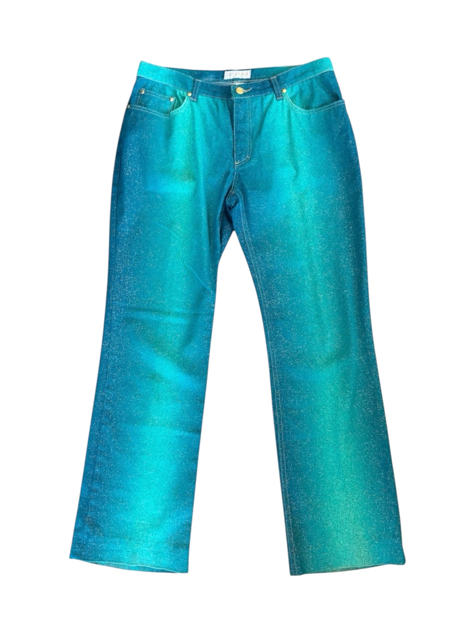 90S TURQUOISE GLITTER STRAIGHT LEG JEANS