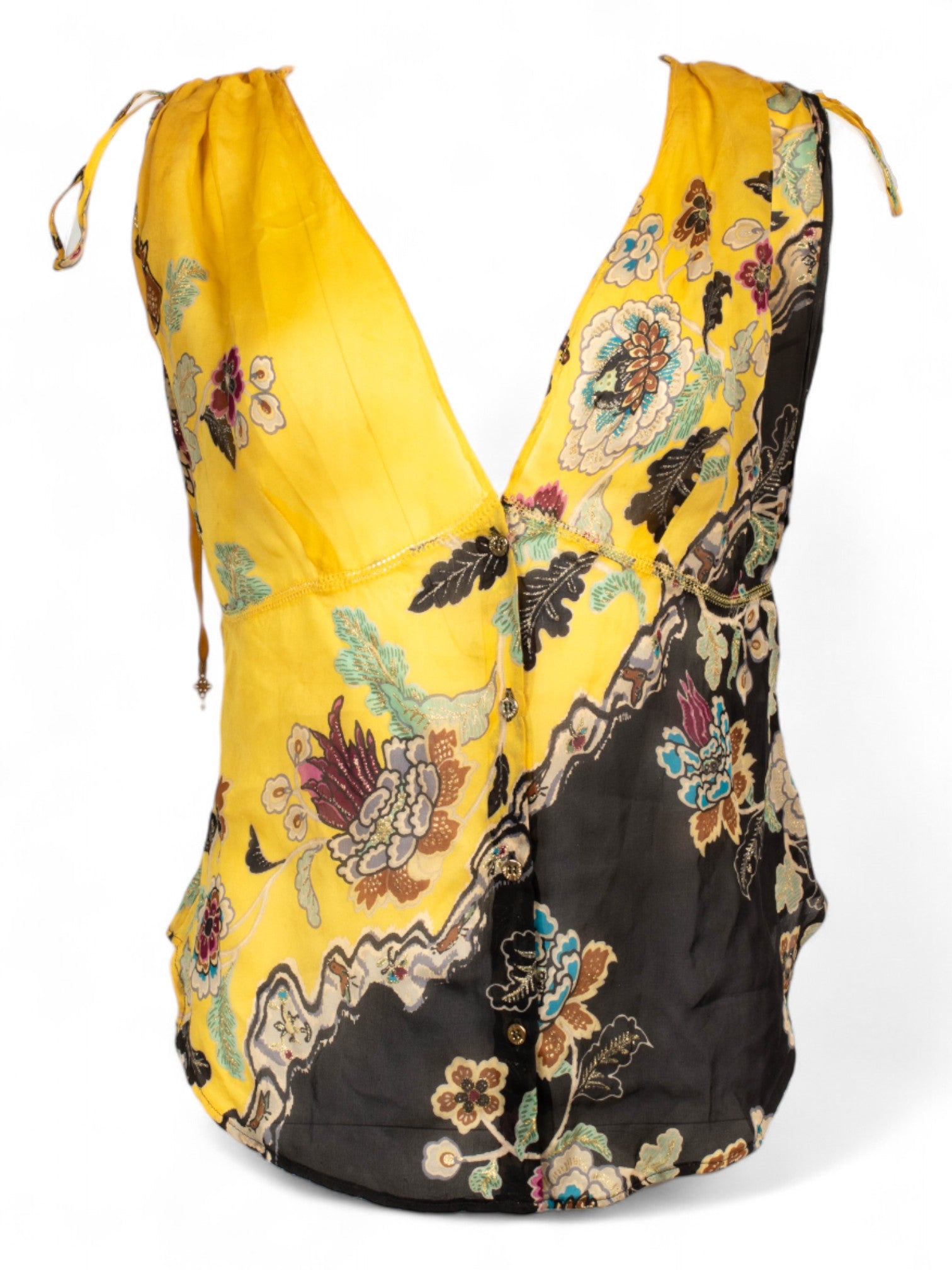 SS03 YELLOW CHINOISERIE SILK BLOUSE