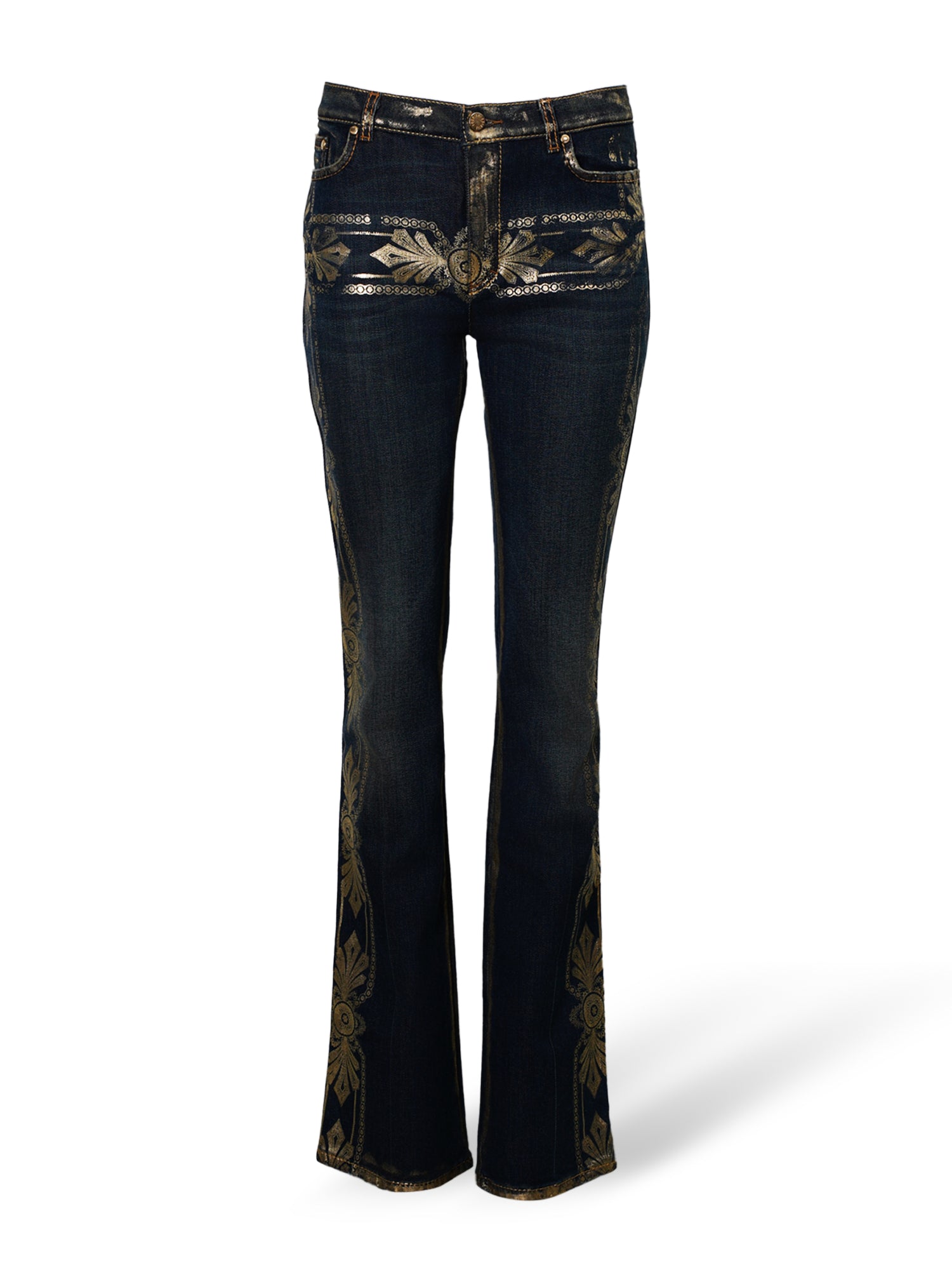 GOLD BAROQUE DARK WASH JEANS