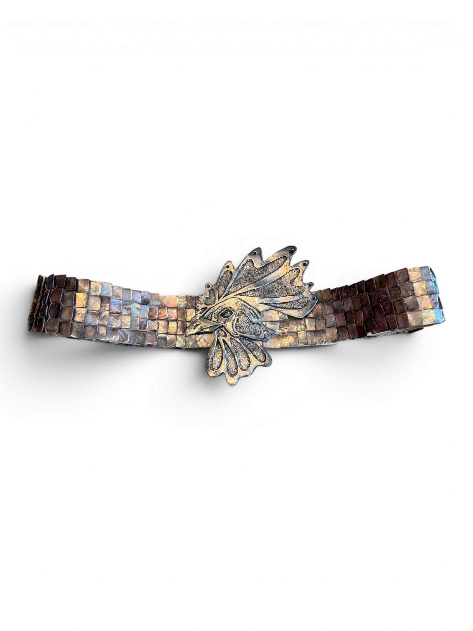 FW01 RARE MOTHER OF PEARL BIRD BUCKLE BELT