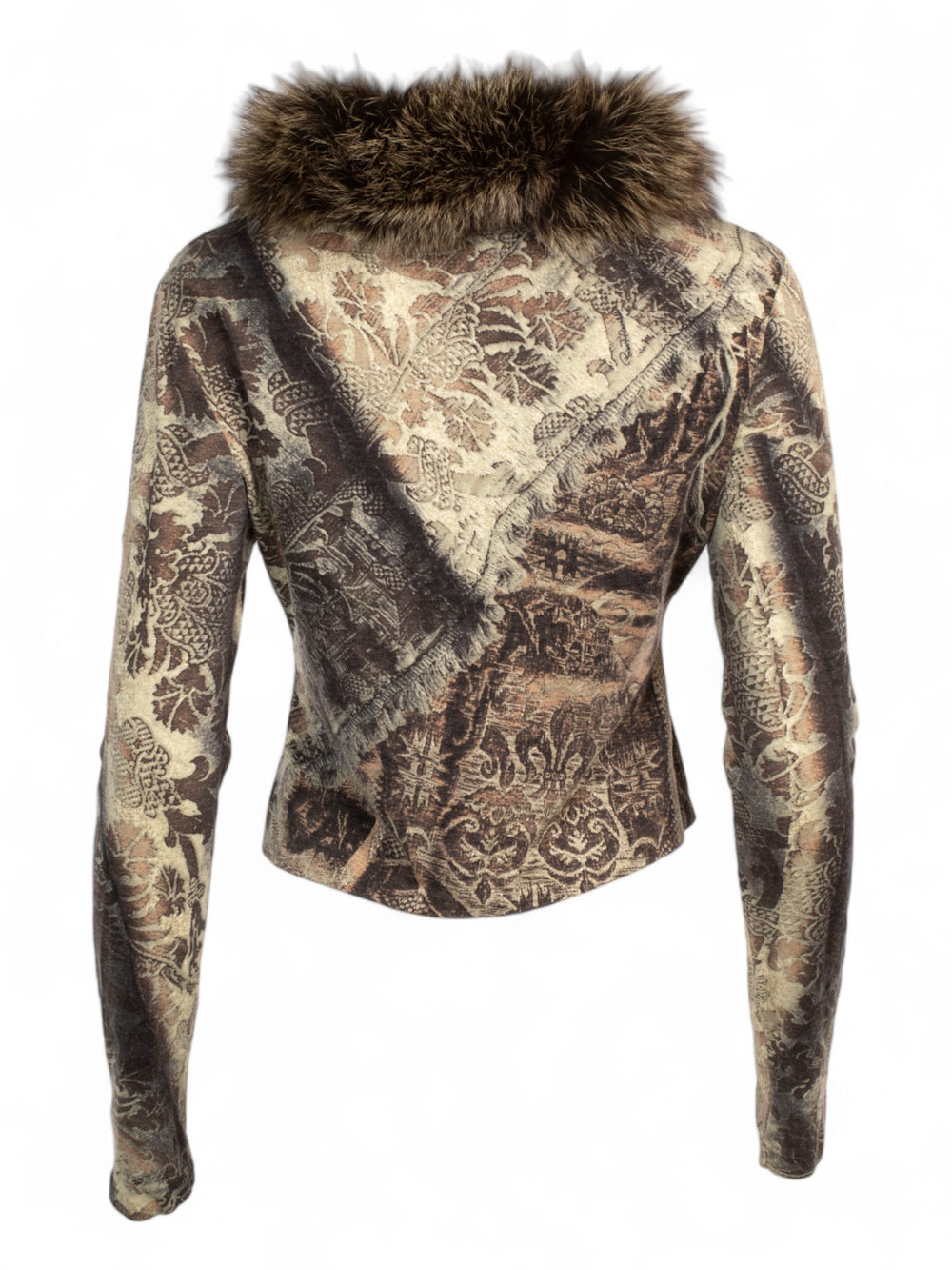 1999 EARTH TONE CARDIGAN WITH FUR COLLAR