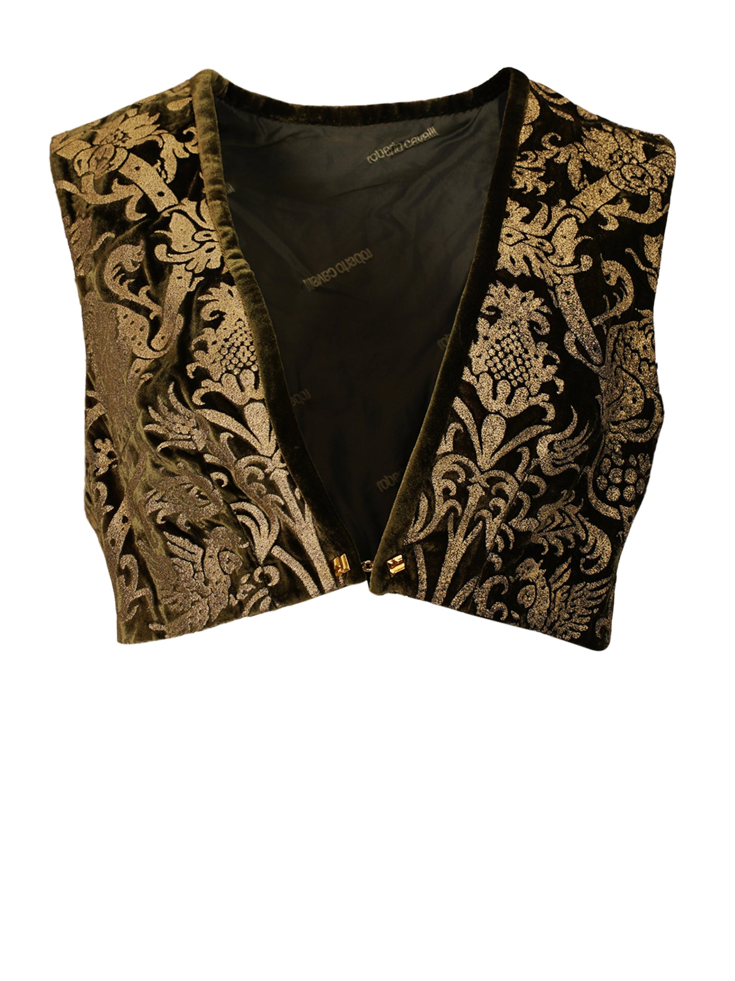FW06 GREEN & GOLD BROCADE CROPPED VELVET TOP