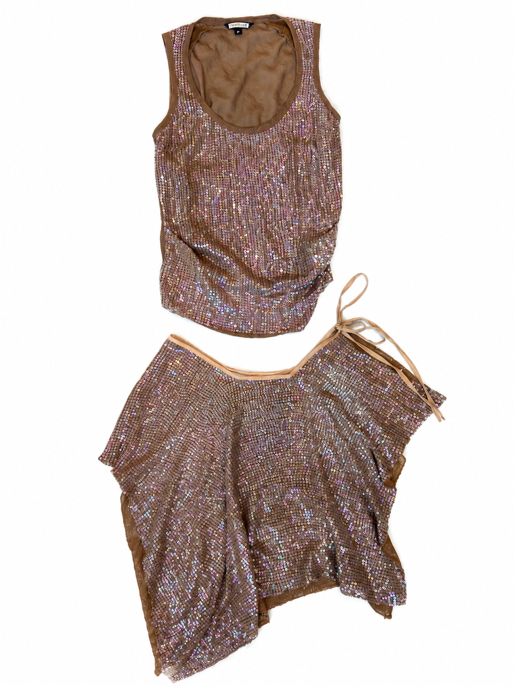 BRONZE SEQUIN SILK TANK/SKIRT SET @EBRAUN