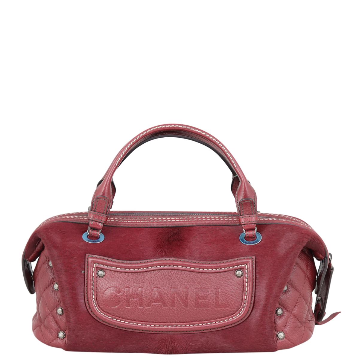 2014 PARIS DALLAS BURGUNDY PONYHAIR FRINGE BAG