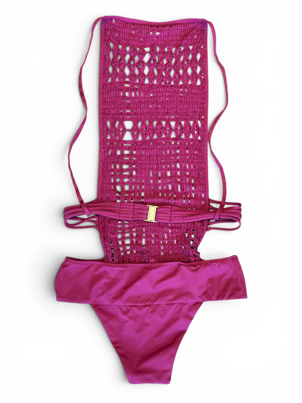 MAUVE CROCHET STRETCH ONE PIECE SWIMSUIT