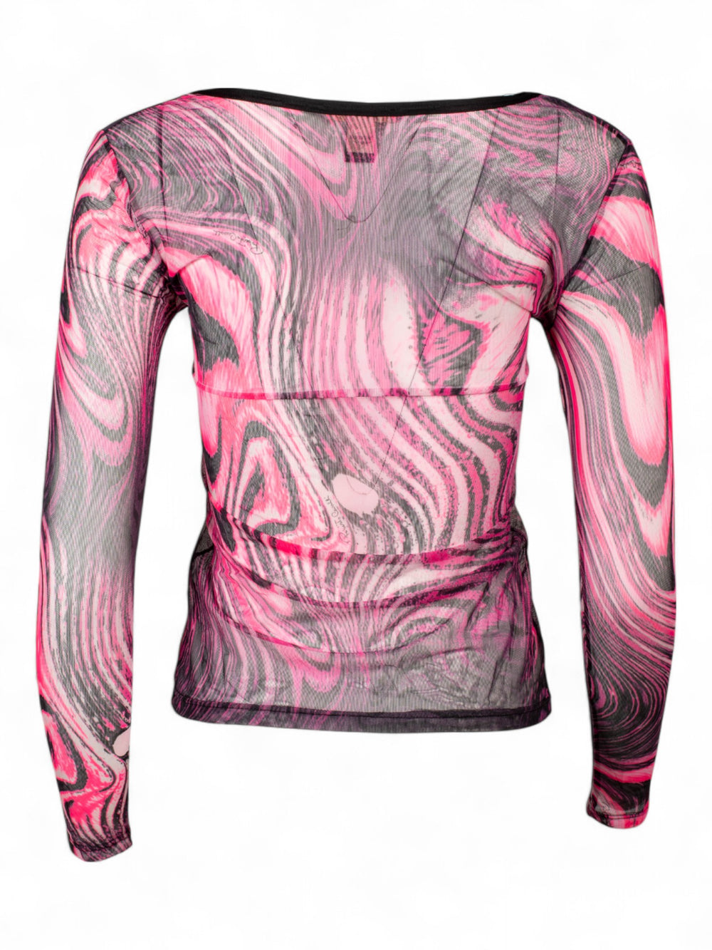 90s PINK AND BLACK MESH LONGSLEEVE TOP