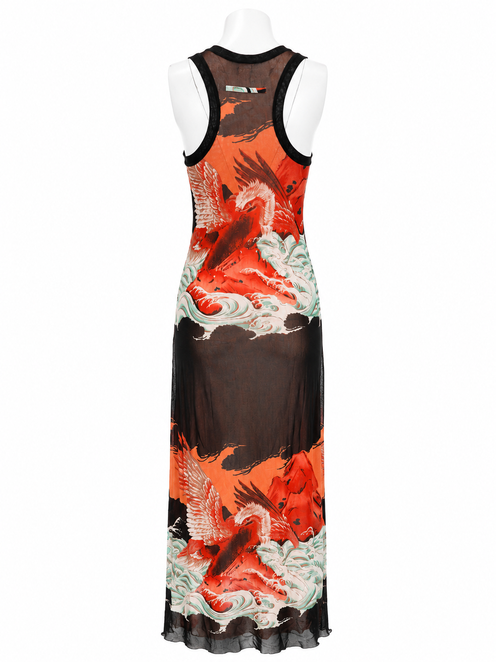 90S EAGLE PRINT MESH MAXI DRESS