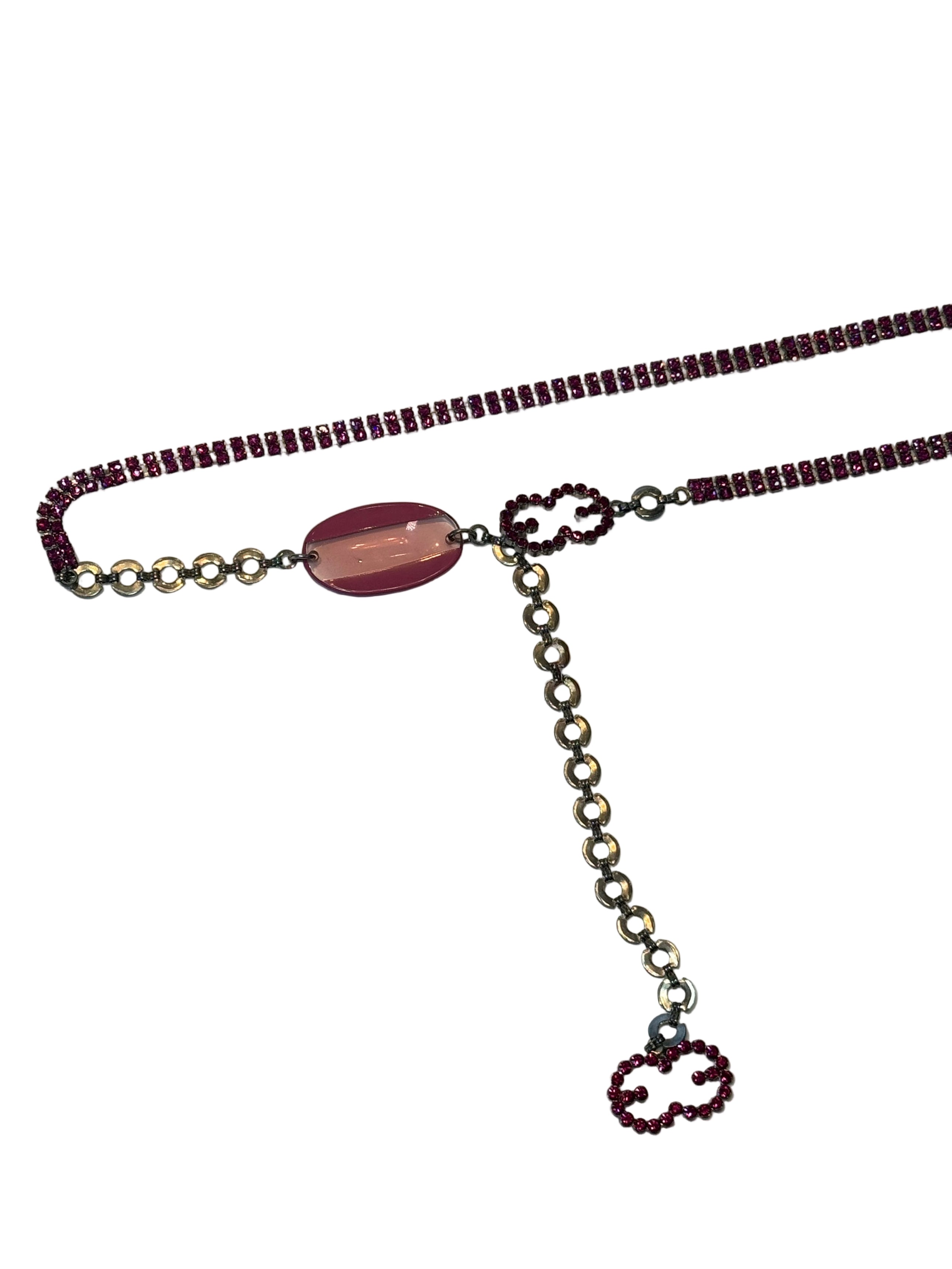 PINK RHINESTONE CHAIN BELT