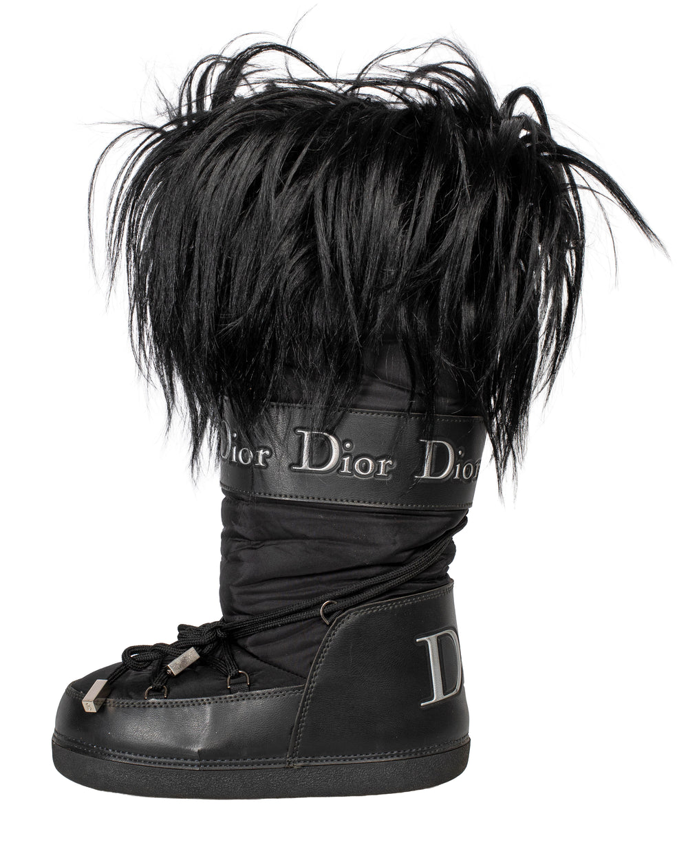 Black Lace Up Winter Boots W/ Yak Fur