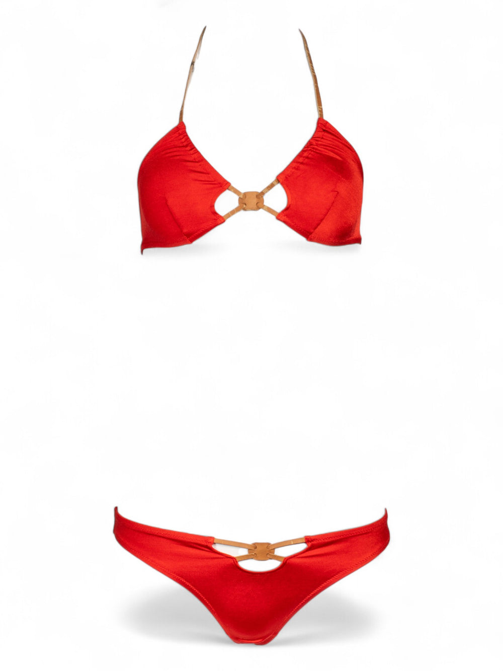 RED BIKINI W FEATHER DETAIL (AS IS)