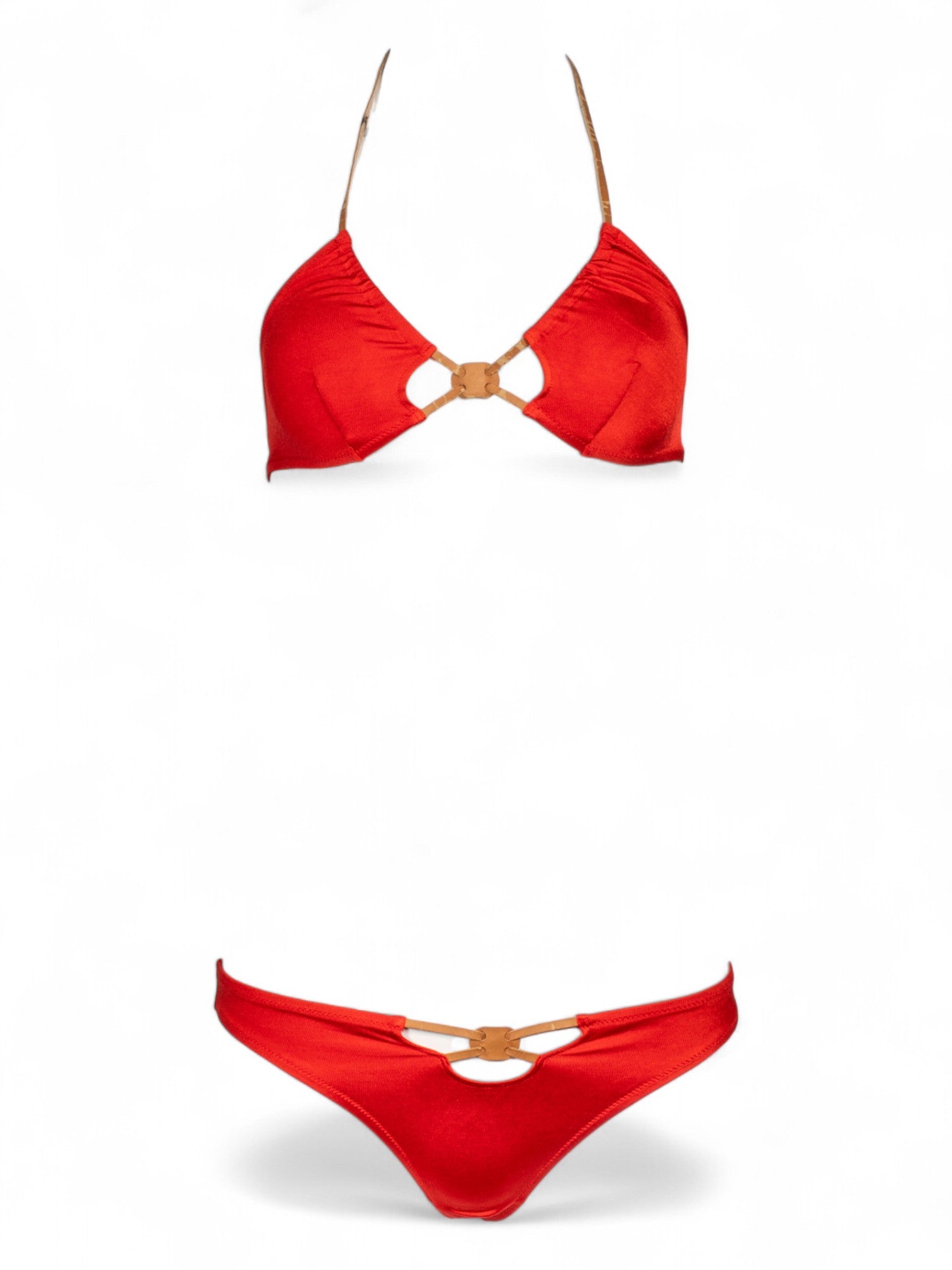 RED BIKINI W FEATHER DETAIL (AS IS)