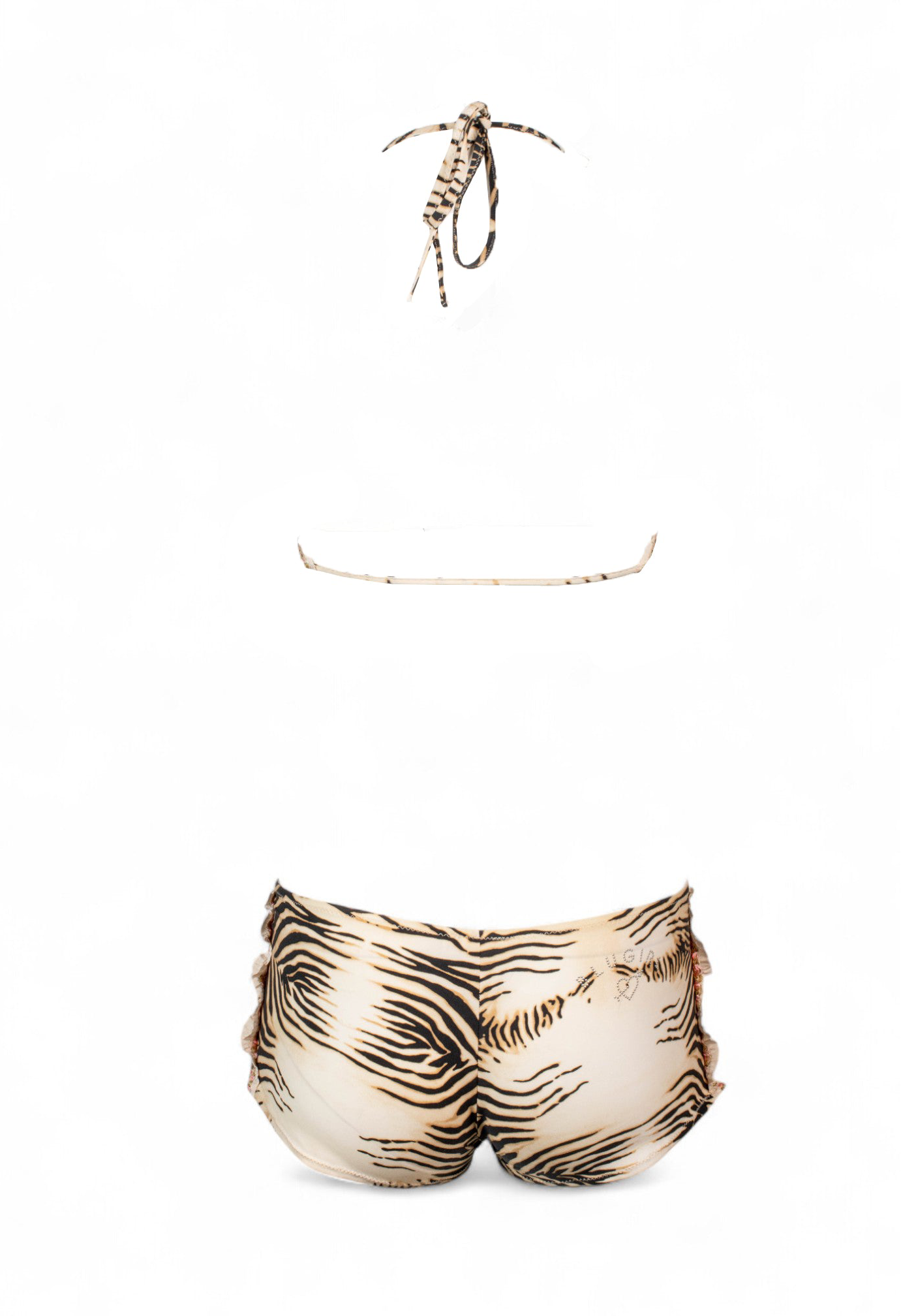 ZEBRA PRINTED 2PC BIKINI & SHORTS SET