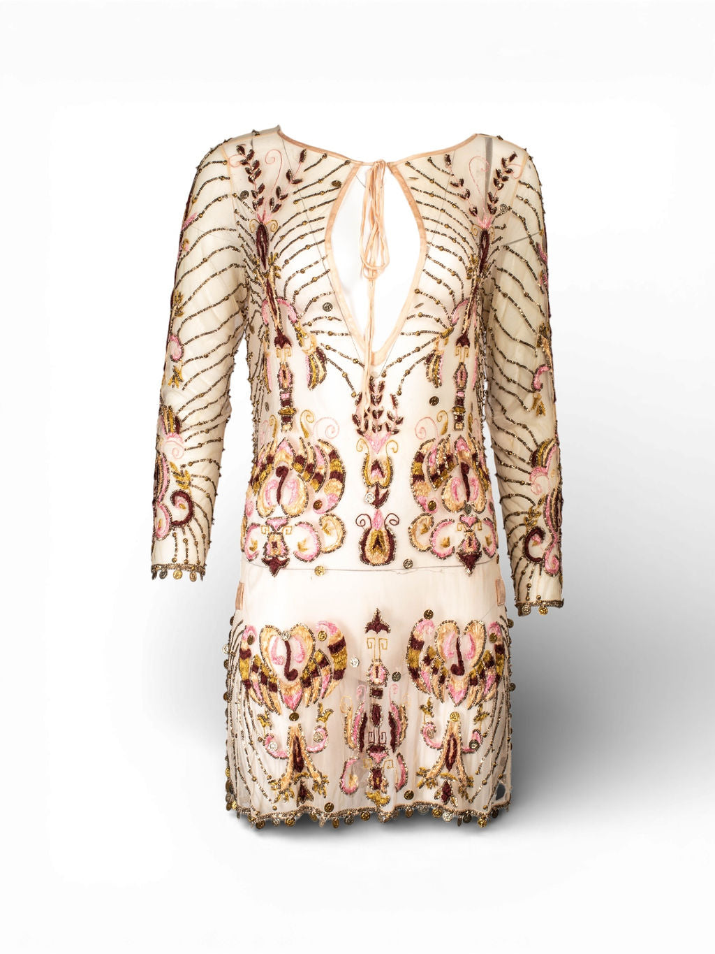 2004 RARE MESH EMBROIDERED BEADED L/S DRESS@IRIK