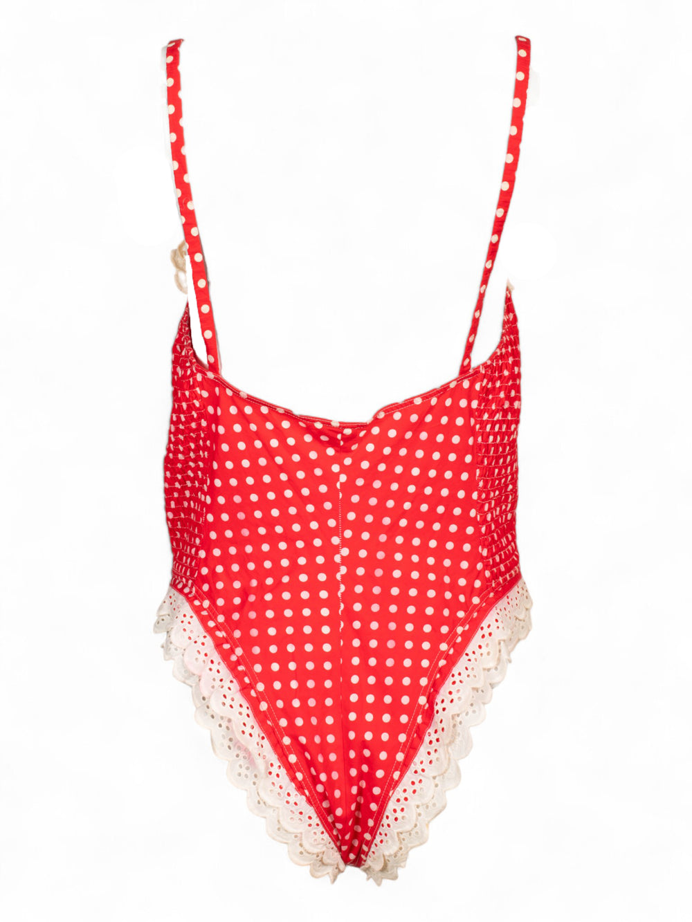 POLKADOT 1PC W EYELET LACE TRIM