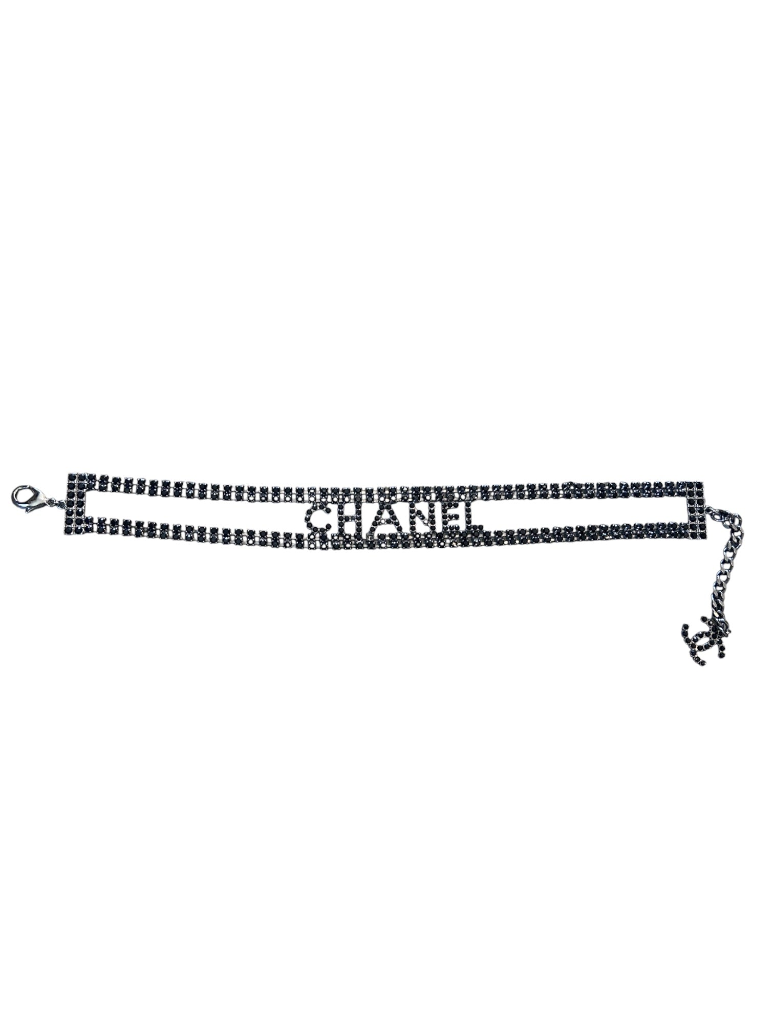 SS2018 BLACK RHINESTONE CHOKER @CREV