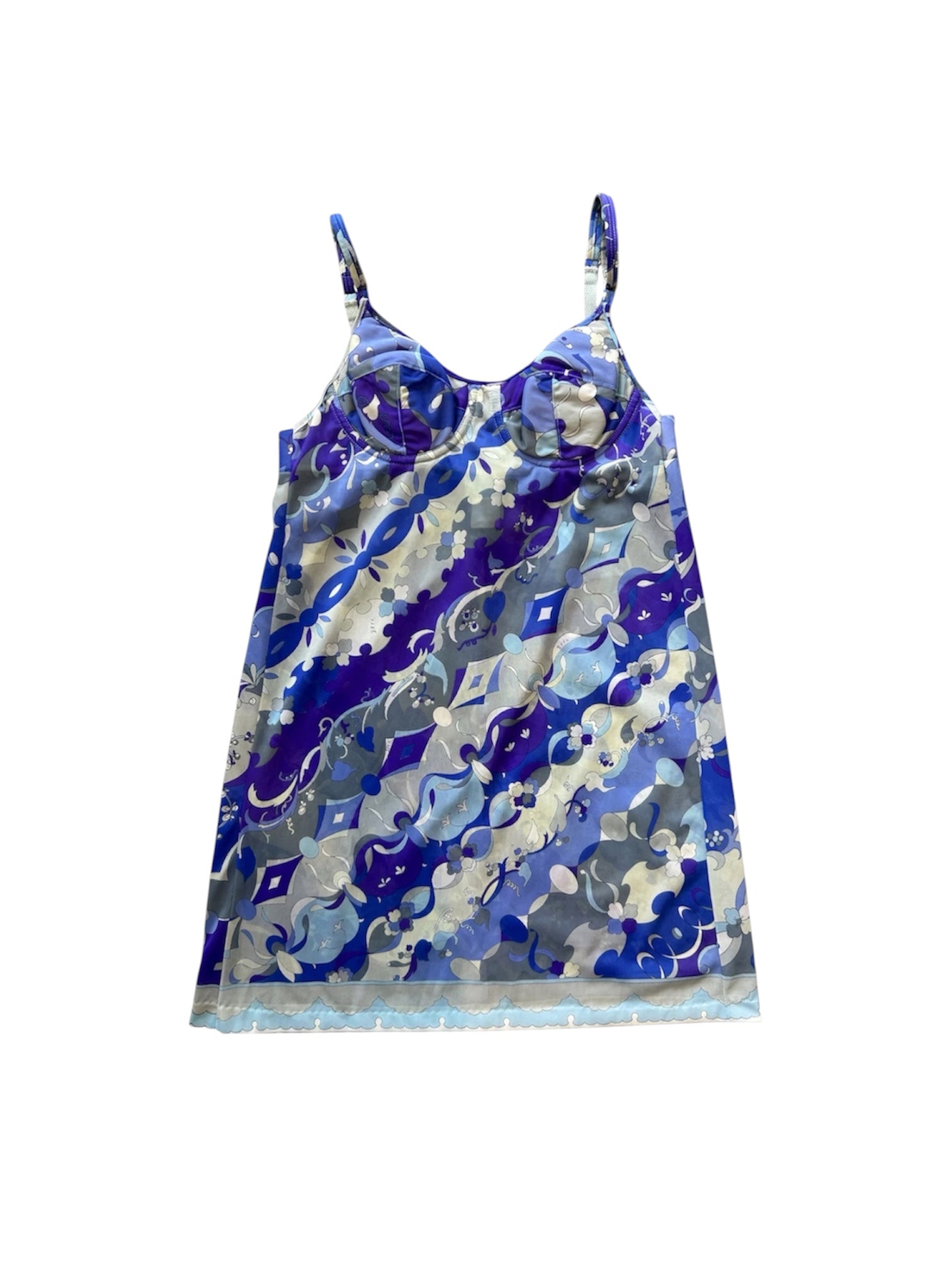 BLUE/PURPLE CLASSIC PRINTED SLIP DRESS