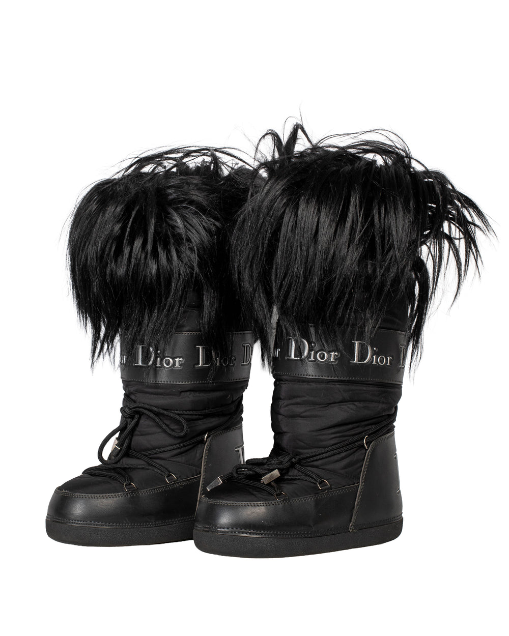 Black Lace Up Winter Boots W/ Yak Fur