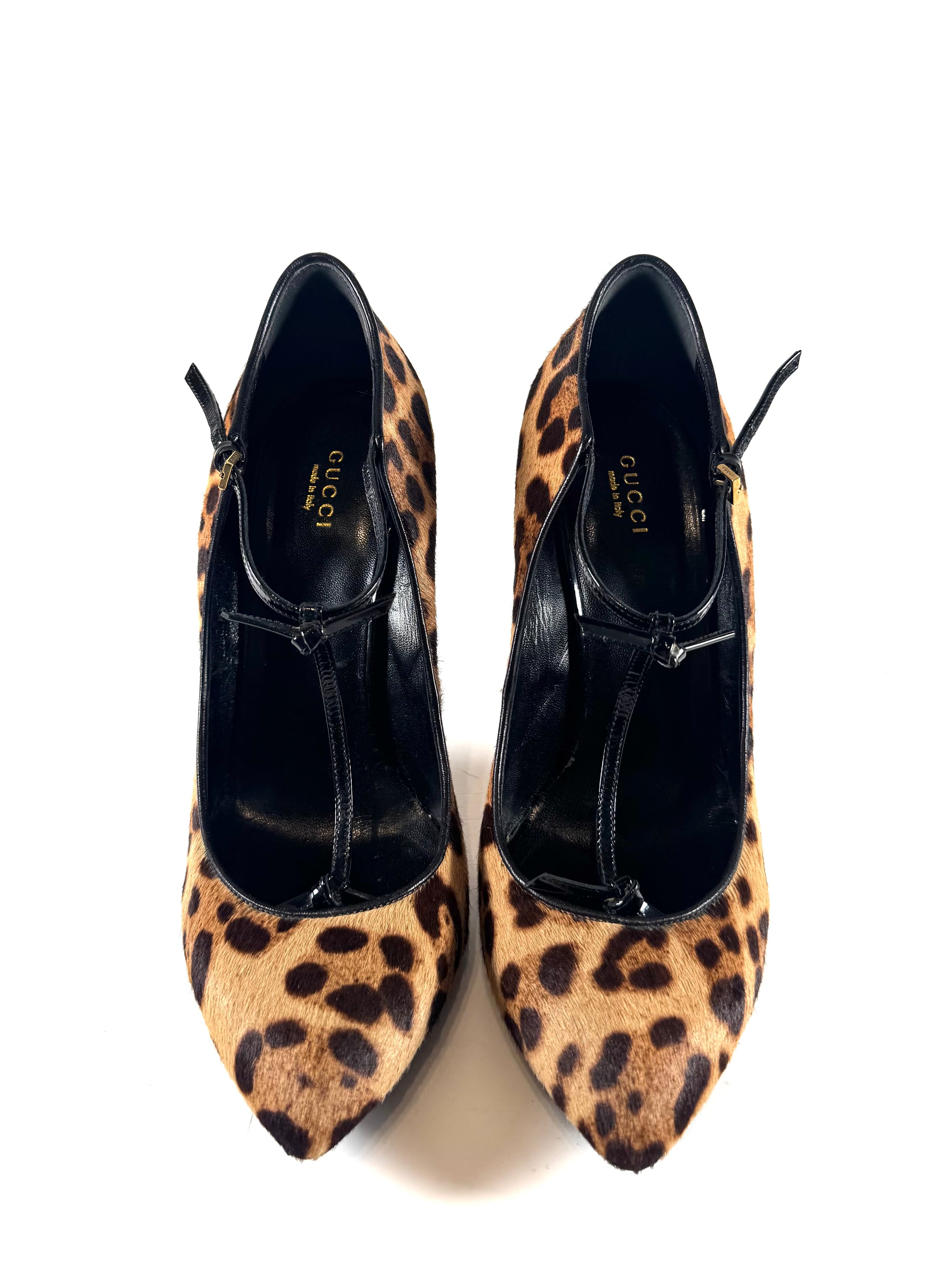 CHEETAH CALF HAIR PUMPS W/ BOW DETAIL