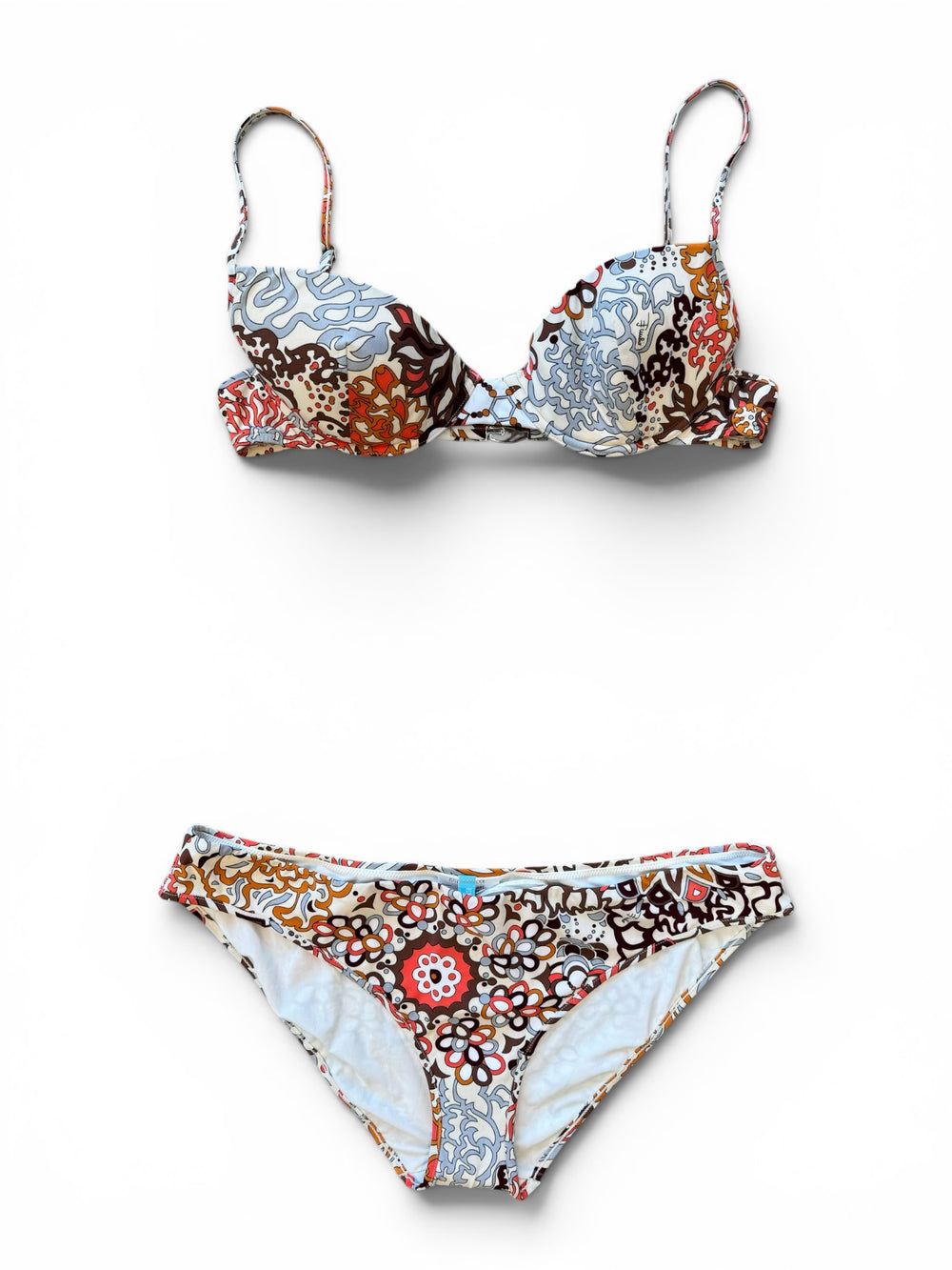 00S BROW/PEACH GEOMETRIC PRINTED 2PC BIKINI