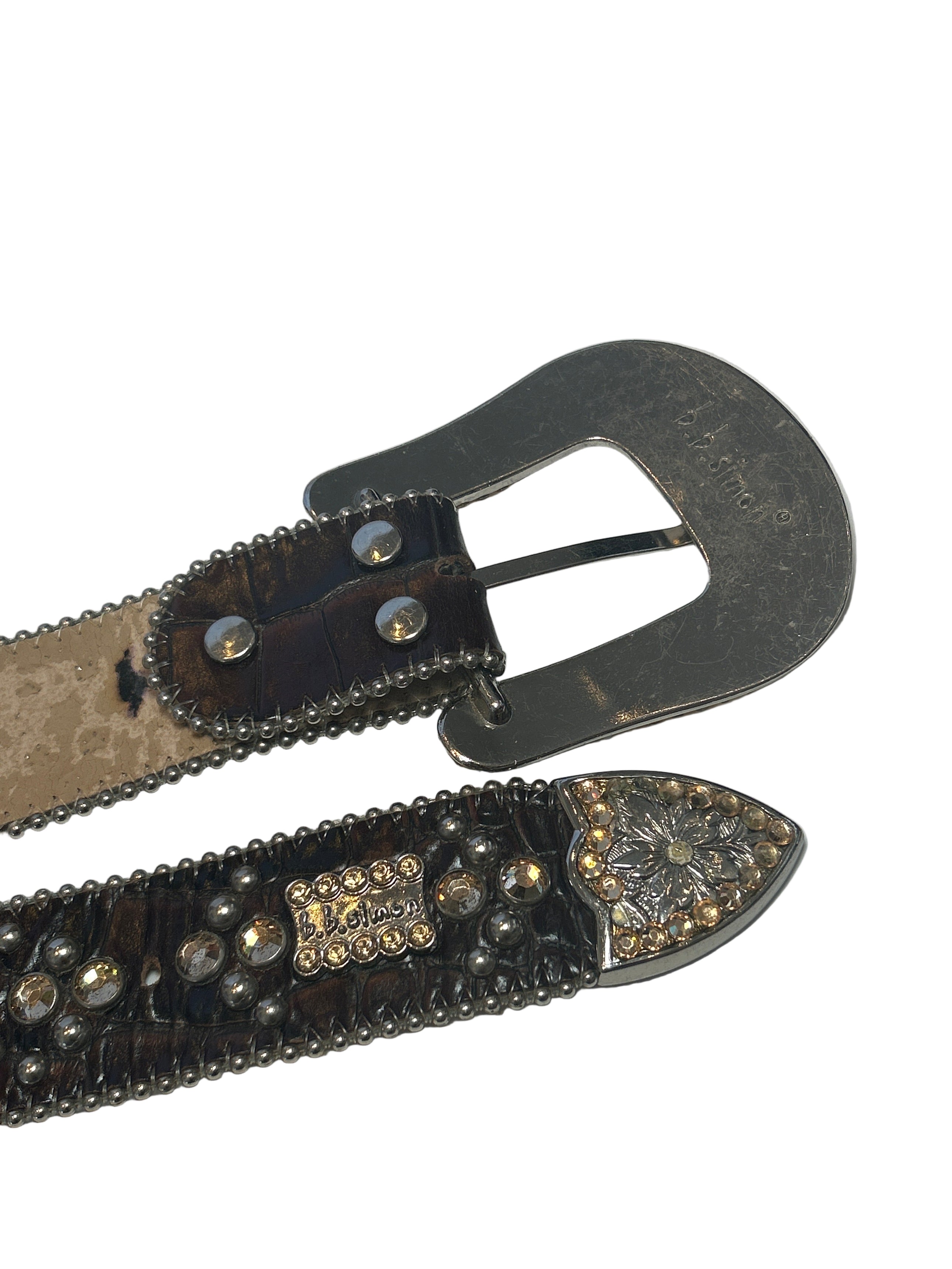 CROC EMBOSSED RHINESTONE BELT