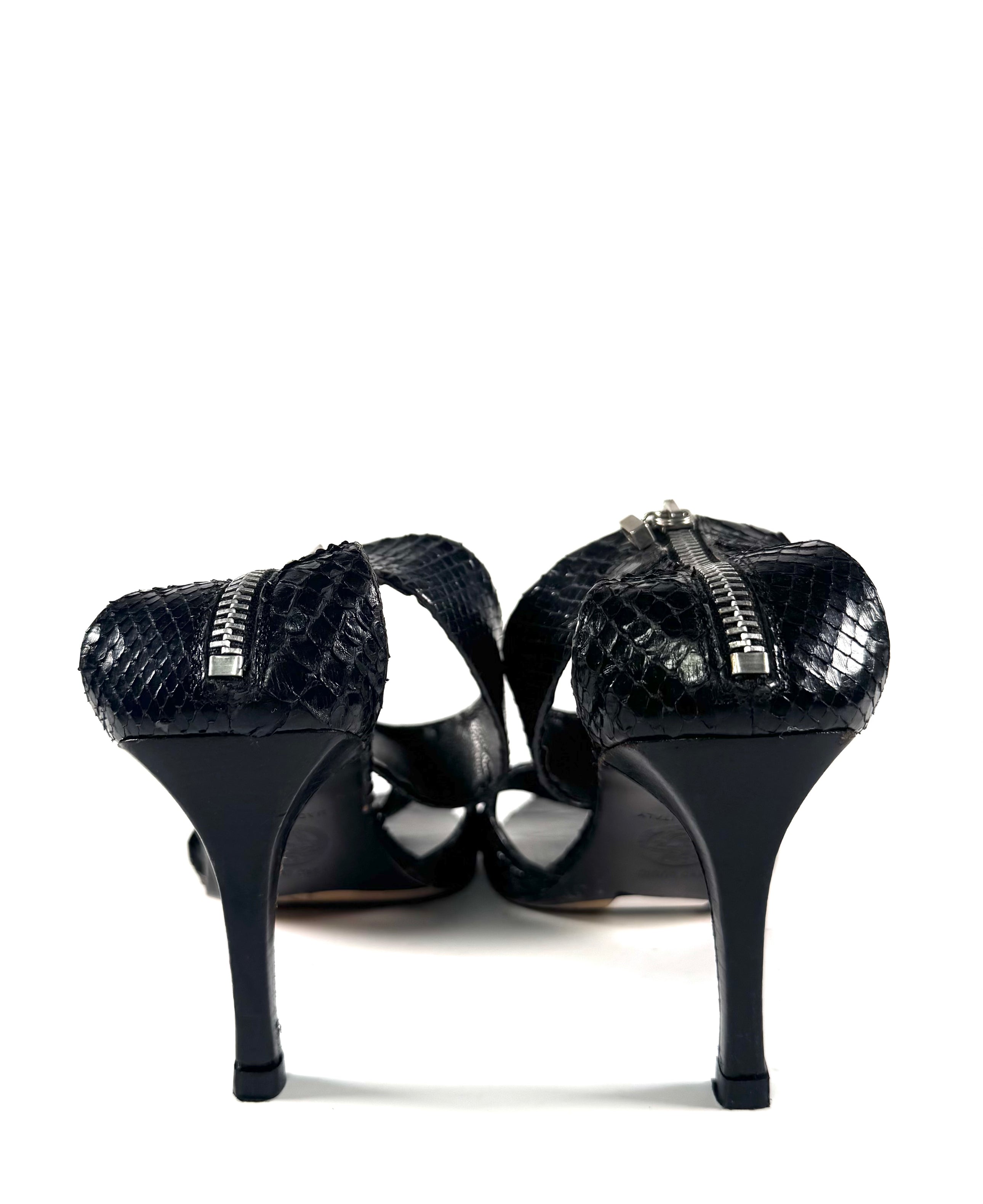BLACK SNAKESKIN HEELS