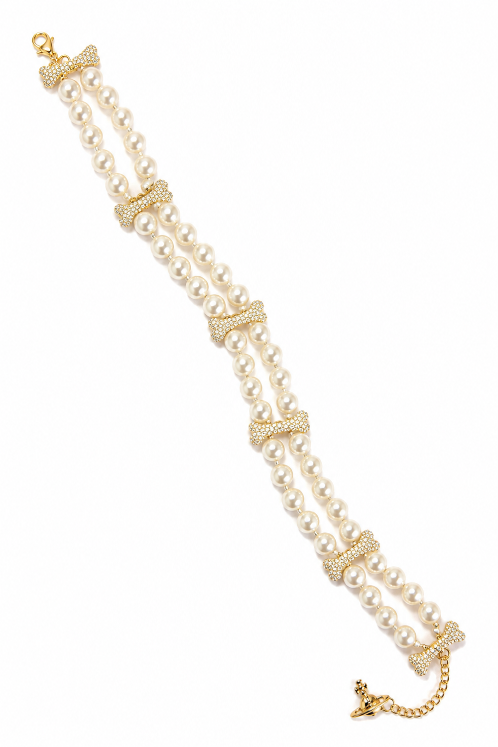 PEARL & DIAMOND DOG BONE CHOKER @SAMMIE