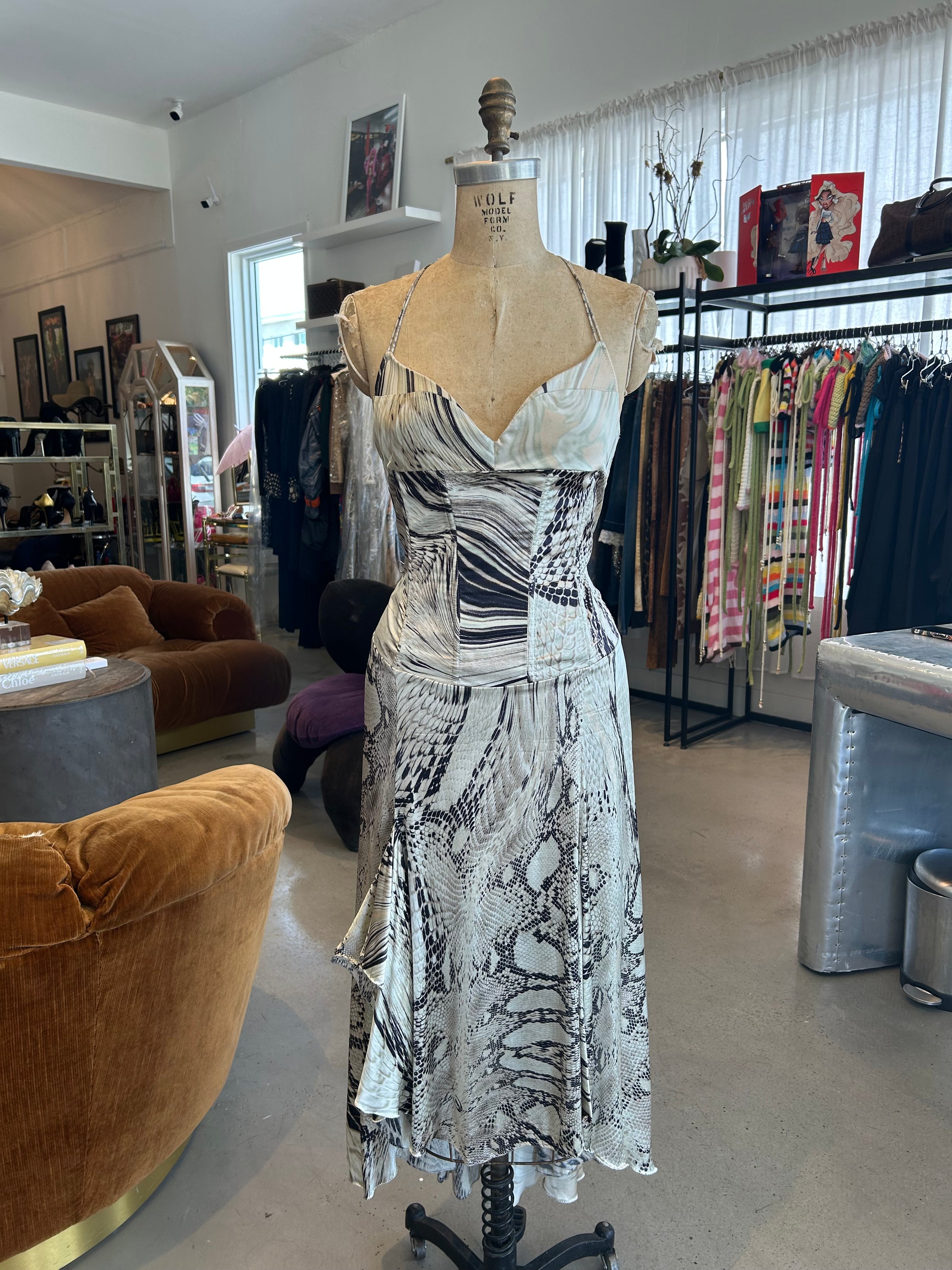 2003 SNAKE PRINTED SILK MAXI DRESS @MDSG