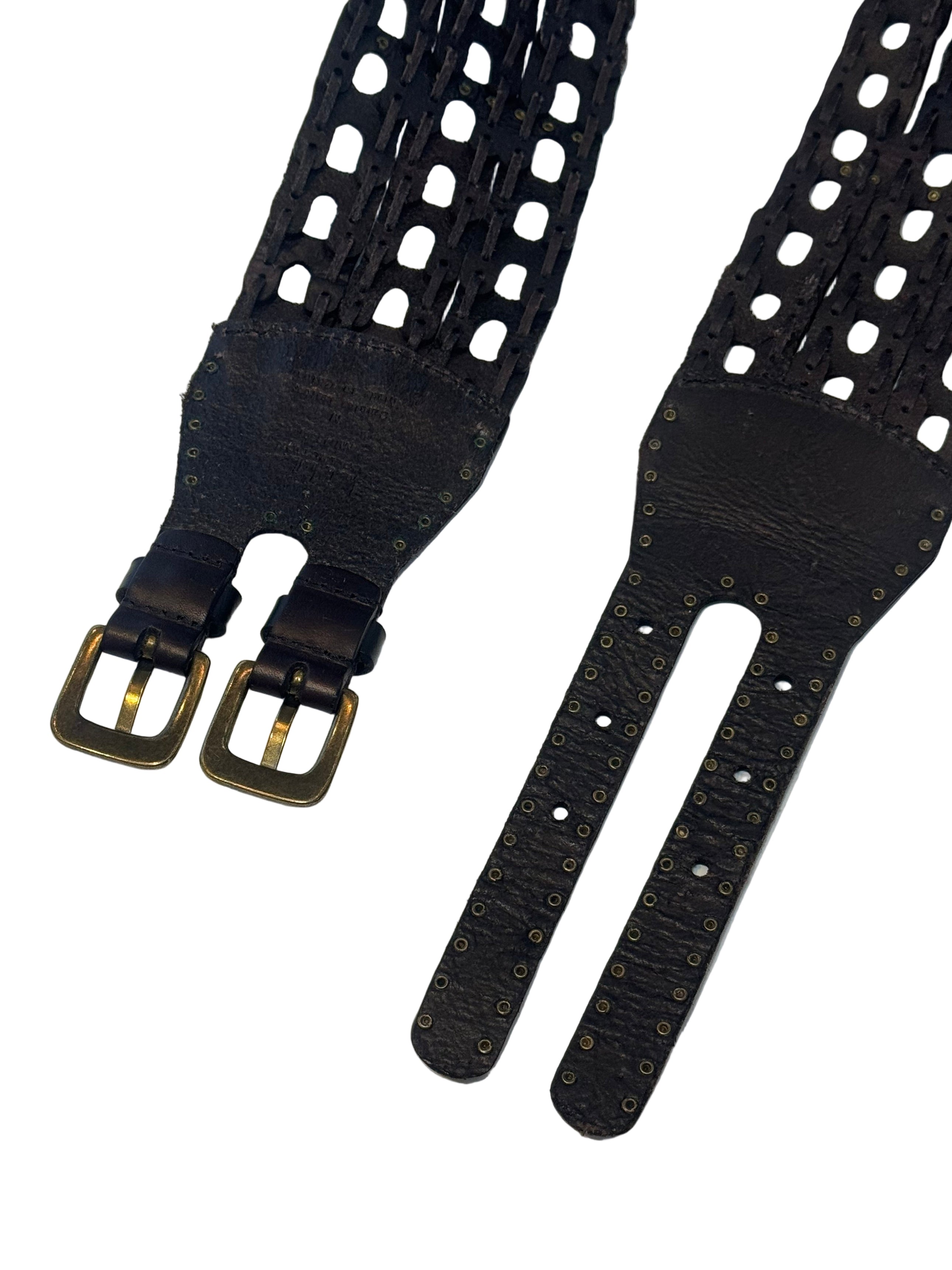 STUDDED WOVEN DOUBLE LEATHER BELT