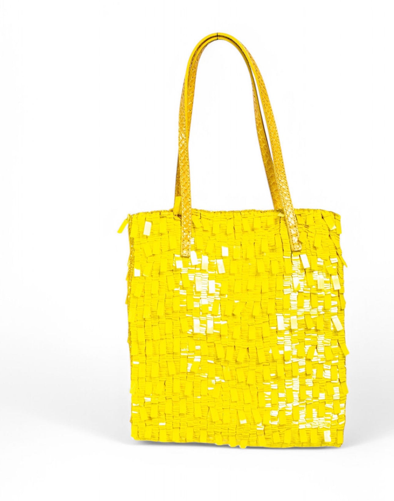 RARE YELLOW SEQUIN AND SNAKESKIN MINI TOTE