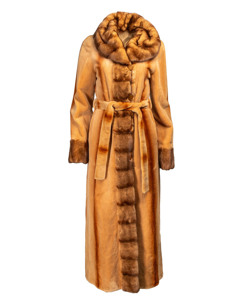 TAN SHAVED MINK FUR REVERSIBLE COAT @IRIK