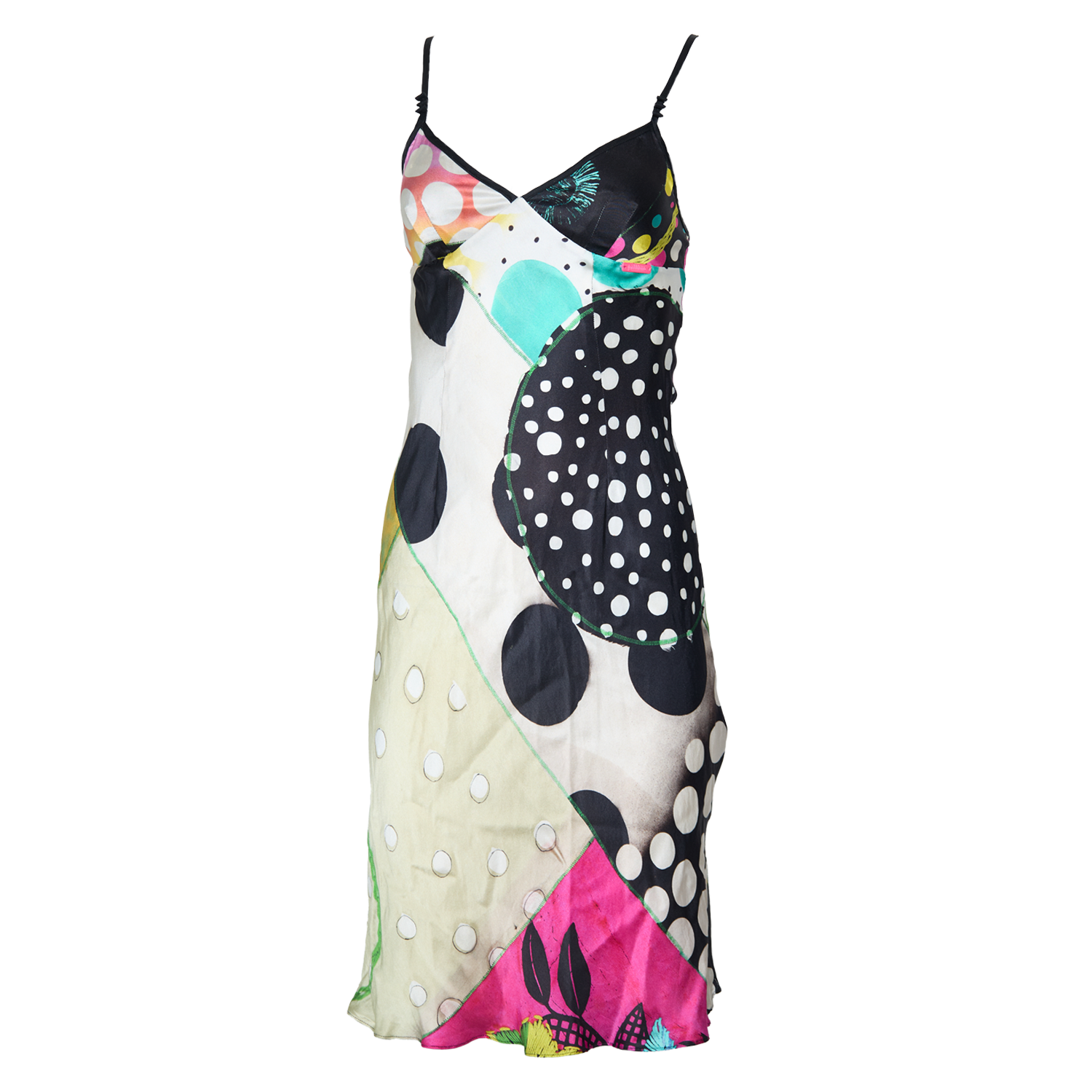 90S SILK POLKA DOT MULTICOLOR DRESS