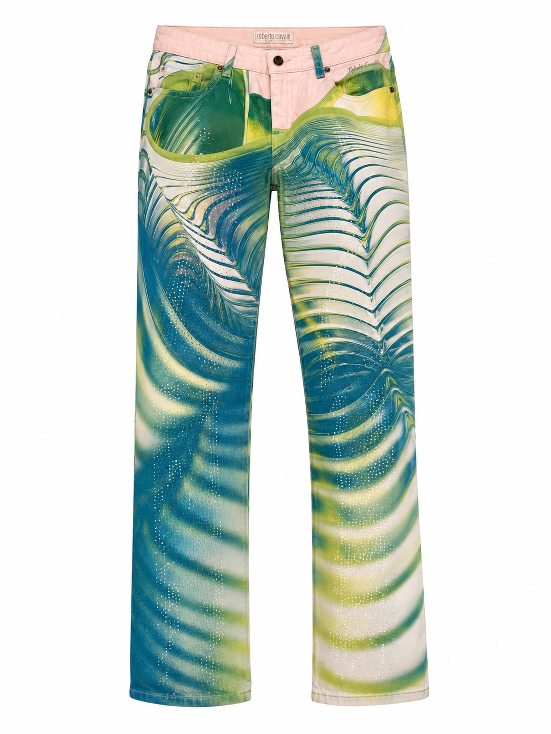 SS01 PINK/GREEN PSYCHEDELIC PRINT STRAIGHT LEG JEANS